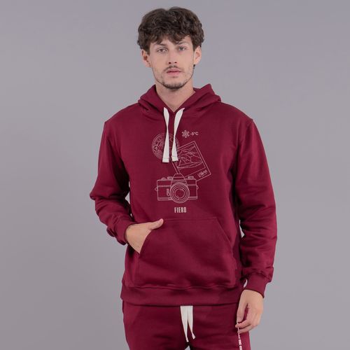 Moletom masculino Winter Photo canguru com forro peluciado