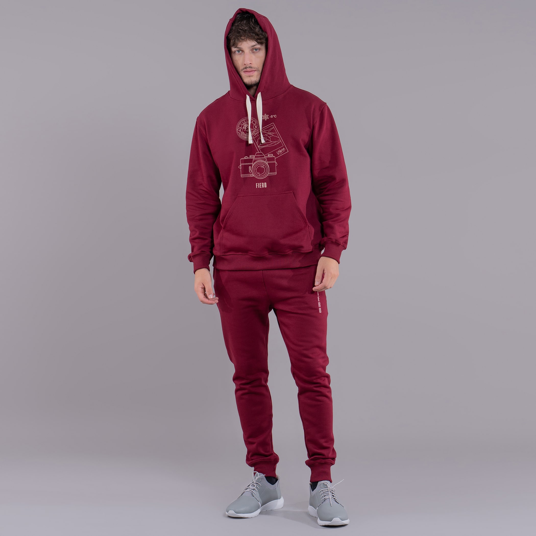 Moletom masculino Winter Photo canguru com forro peluciado