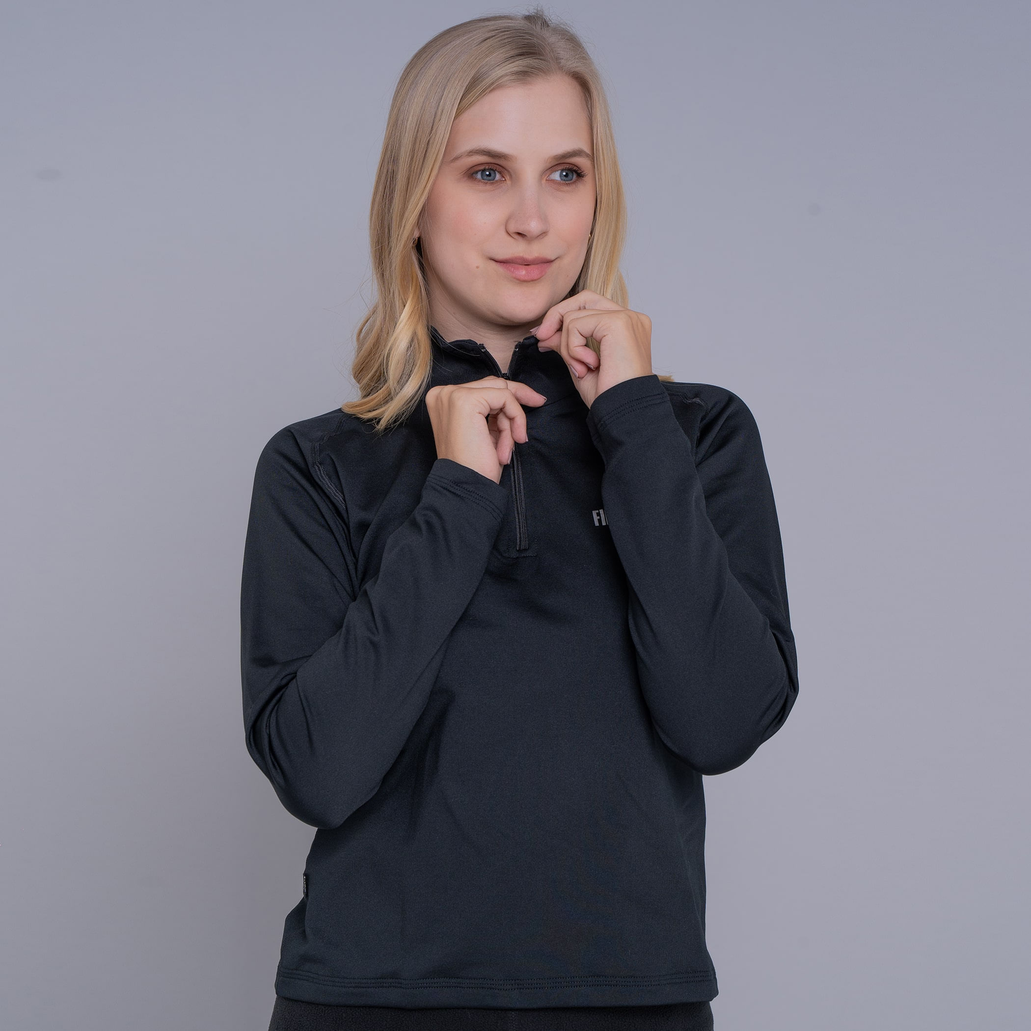 Blusa Térmica Feminina Segunda Pele Meio Zíper Thermo Premium Original Regular Fit