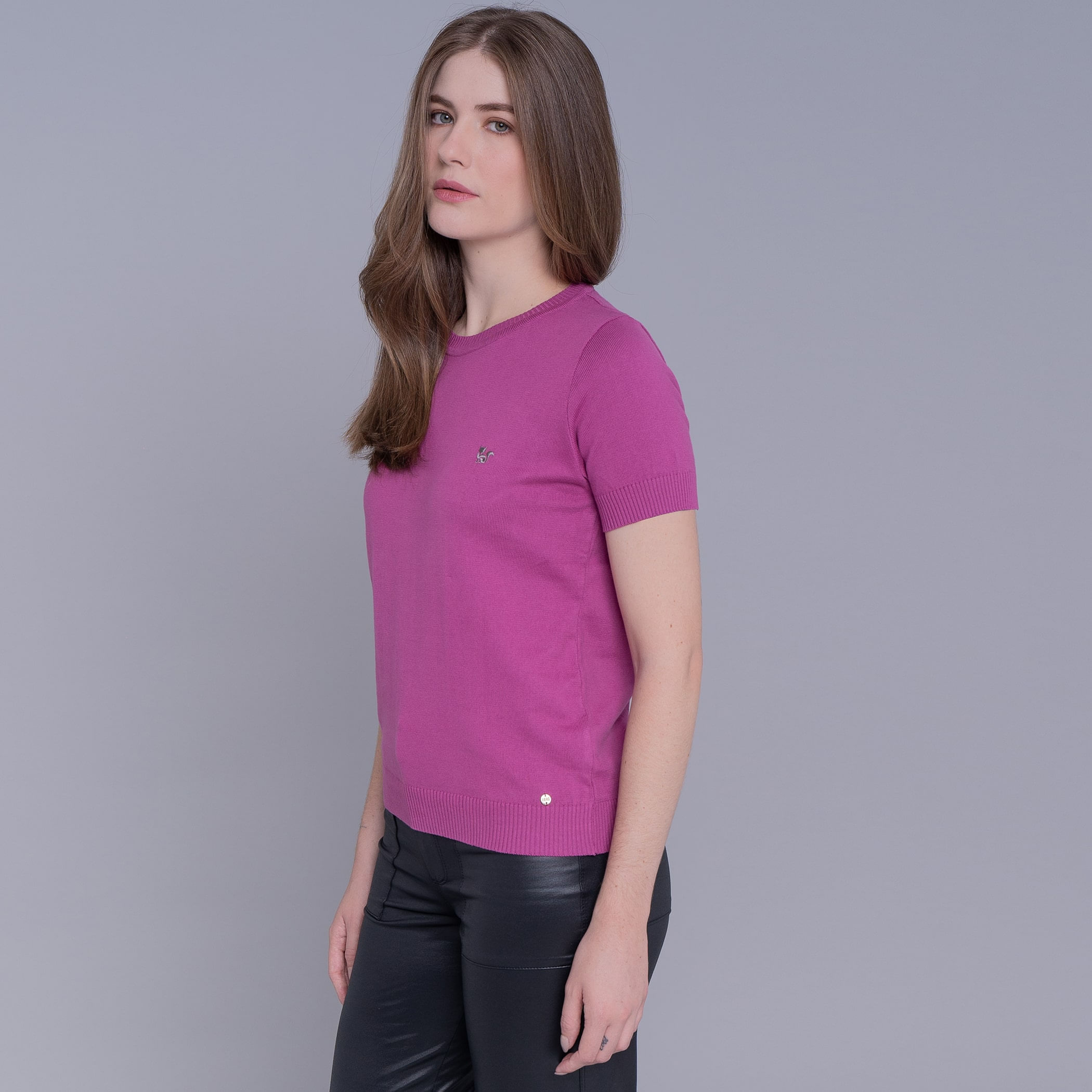 Blusa Tricô Feminina Manga Curta Brooklyn