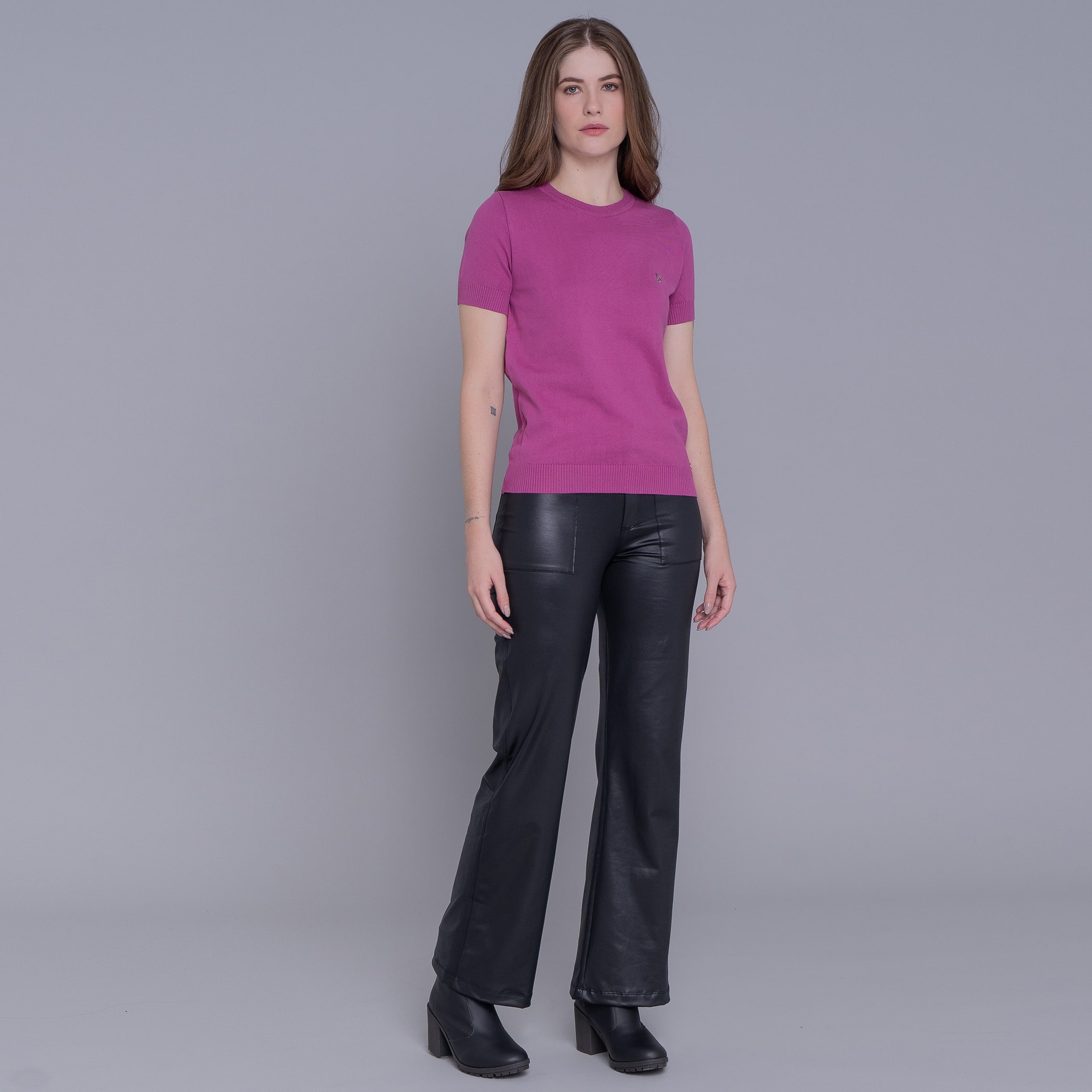 Blusa Tricô Feminina Manga Curta Brooklyn
