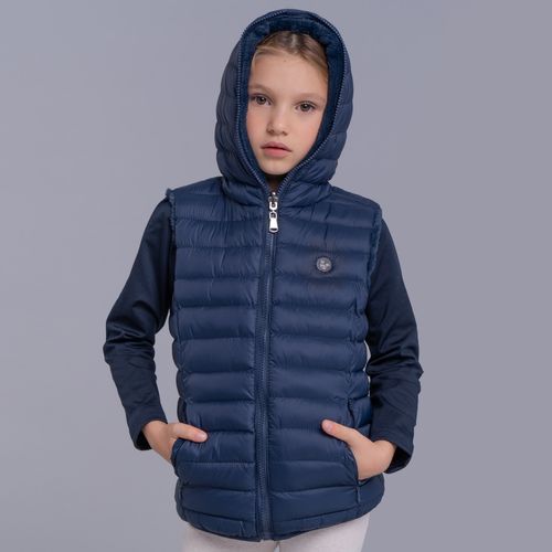 Colete infantil puffer Nagano reversível forrado com capuz