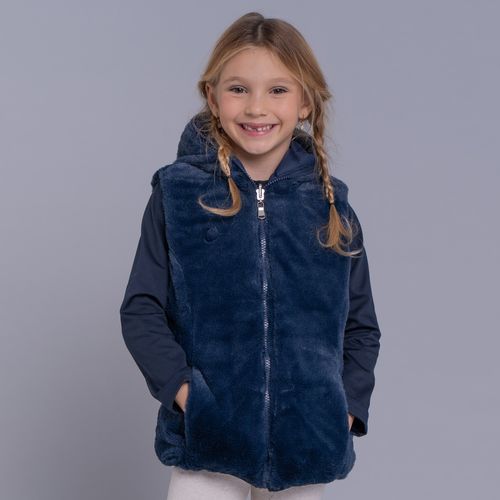 Colete infantil puffer Nagano reversível forrado com capuz