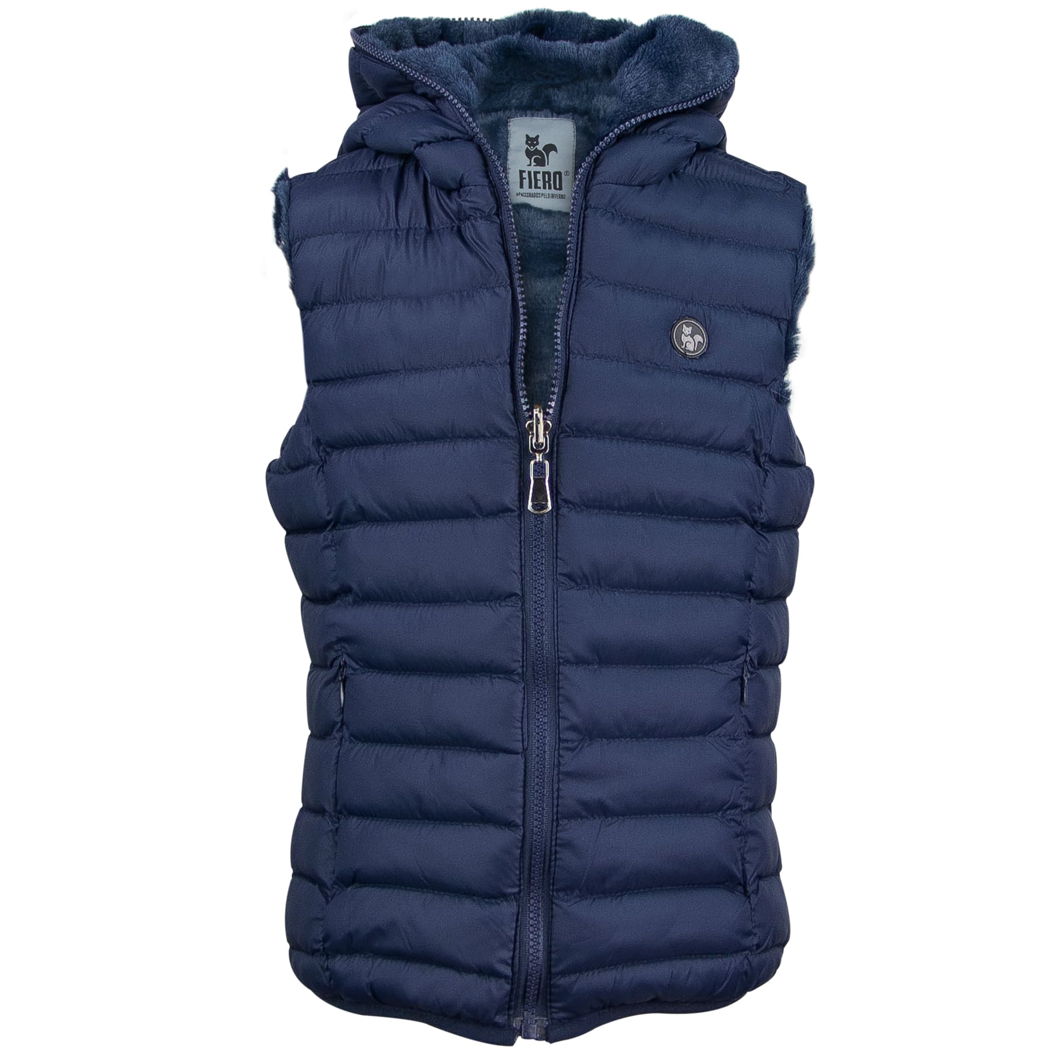 Colete infantil puffer Nagano reversível forrado com capuz