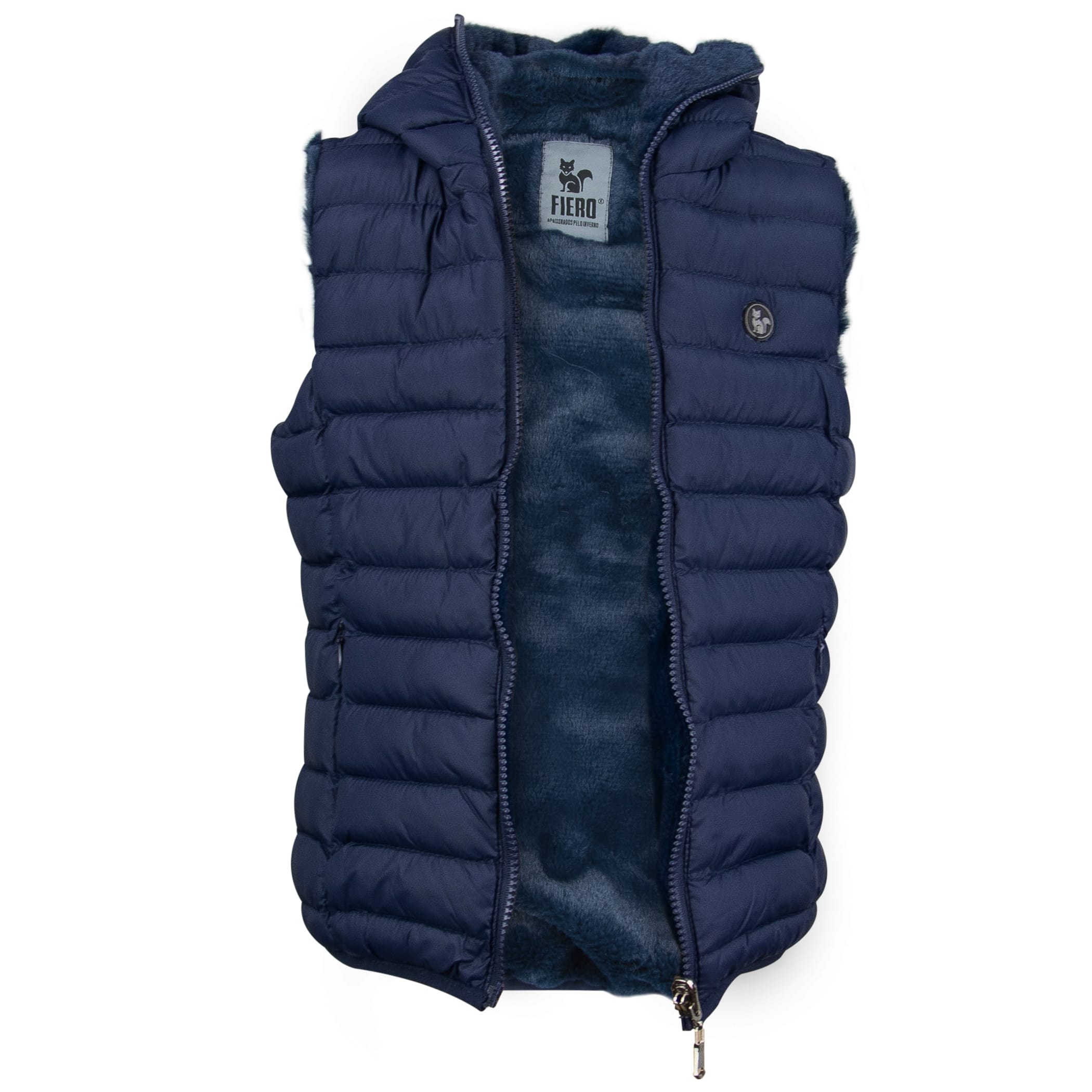 Colete infantil puffer Nagano reversível forrado com capuz