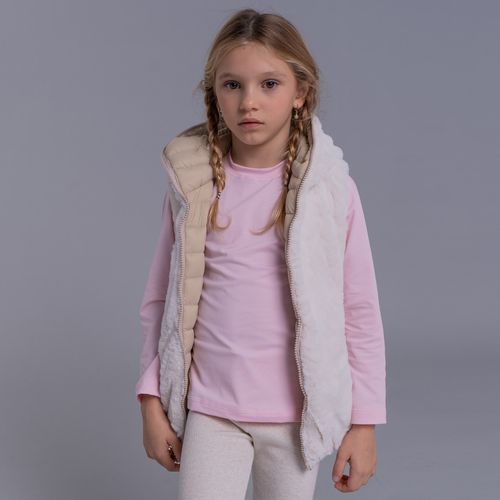 Colete infantil puffer Nagano reversível forrado com capuz