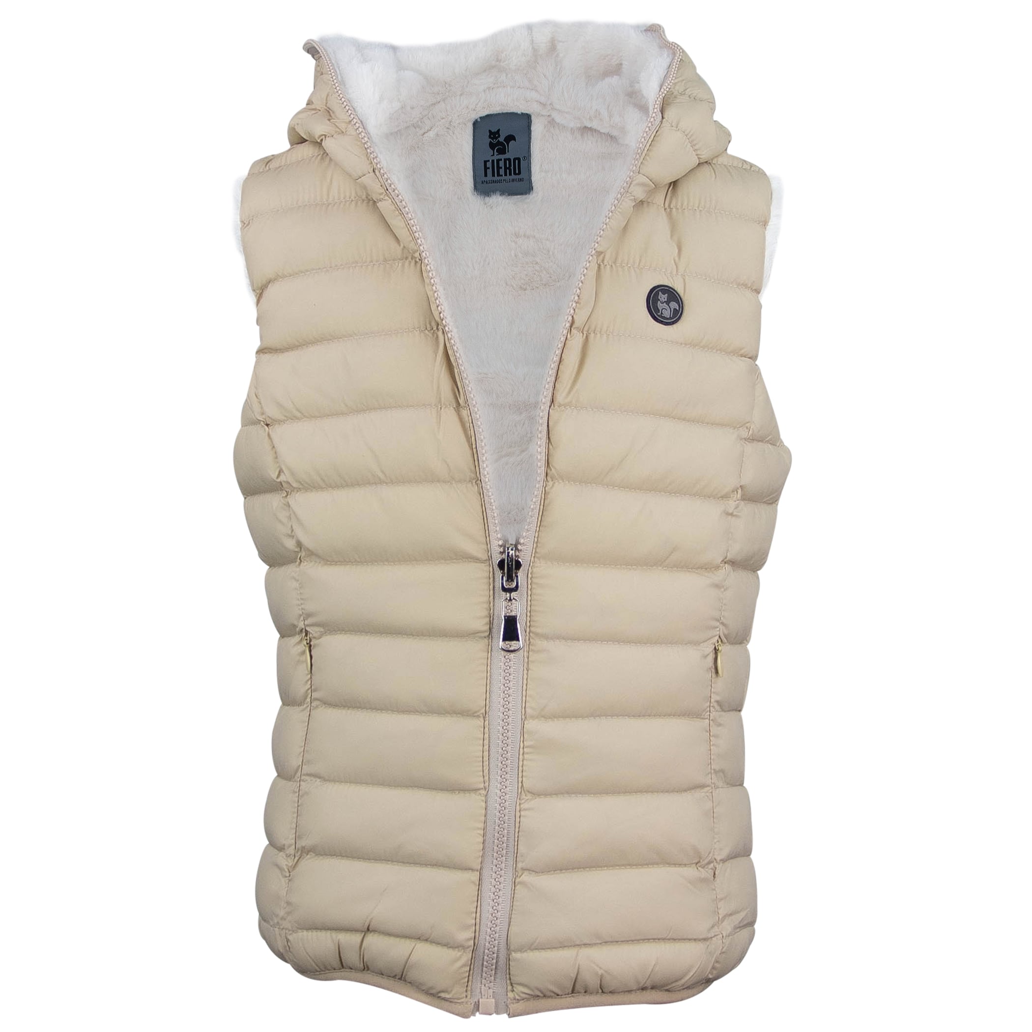 Colete infantil puffer Nagano reversível forrado com capuz