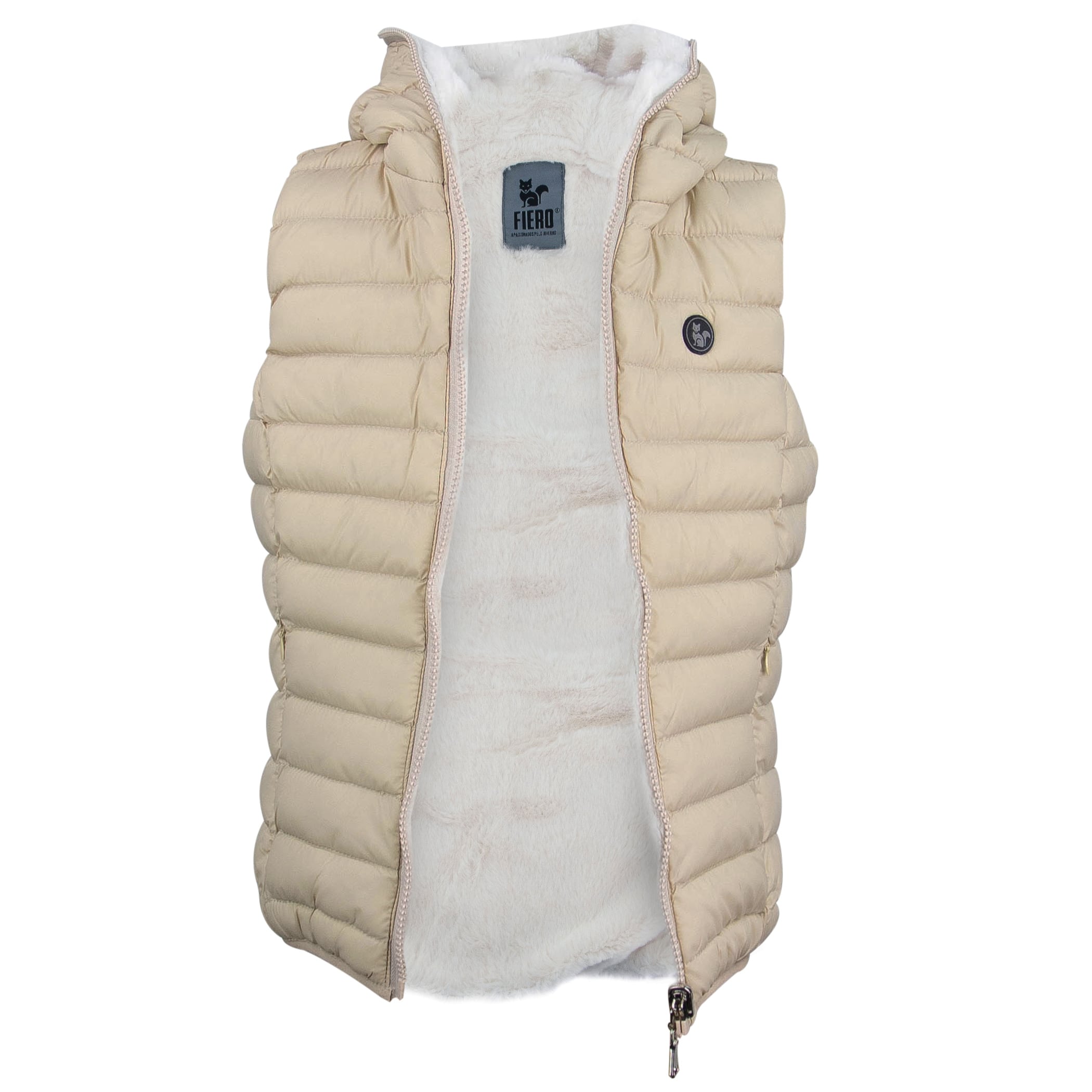 Colete infantil puffer Nagano reversível forrado com capuz