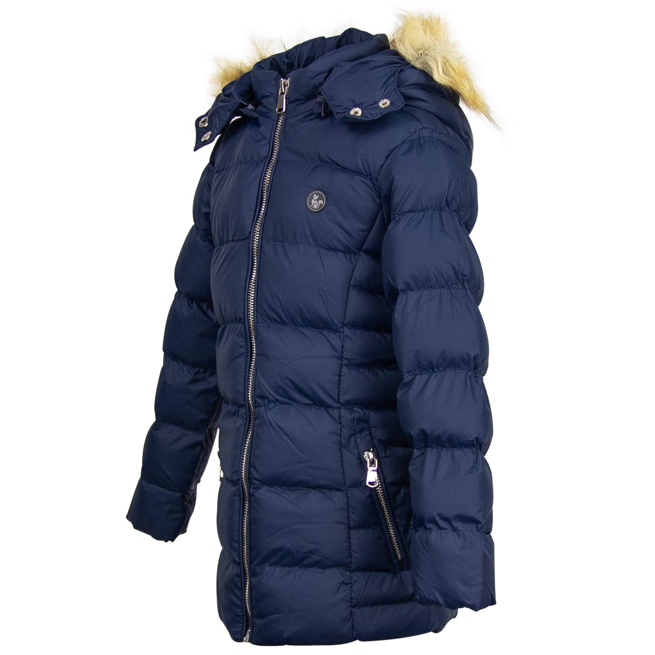 Casaco infantil alongado puffer Nagano com capuz removível