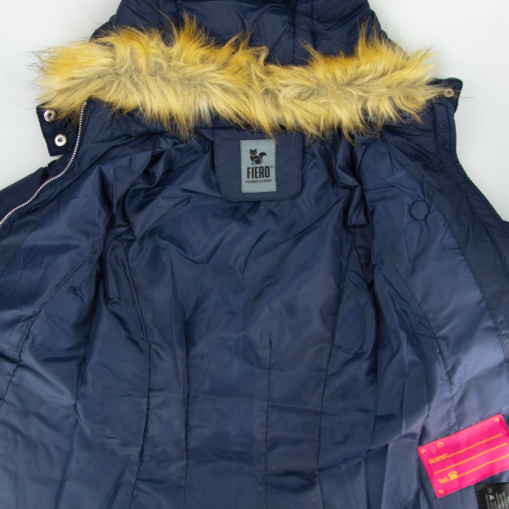 Casaco infantil alongado puffer Nagano com capuz removível