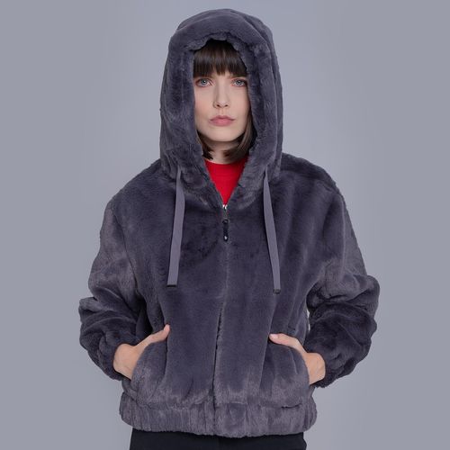 Jaqueta feminina de pelos Luxury Teddy com capuz