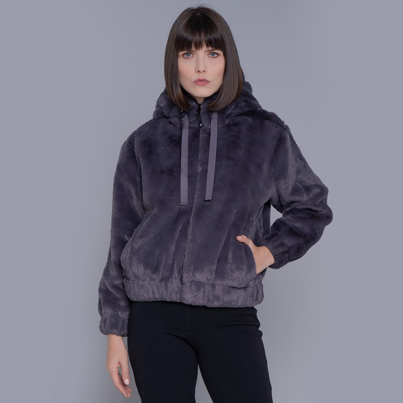 Jaqueta feminina de pelos Luxury Teddy com capuz