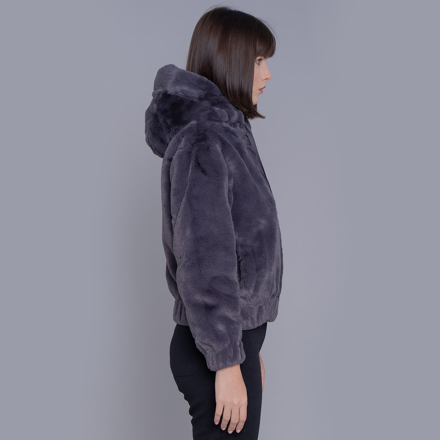 Jaqueta feminina de pelos Luxury Teddy com capuz