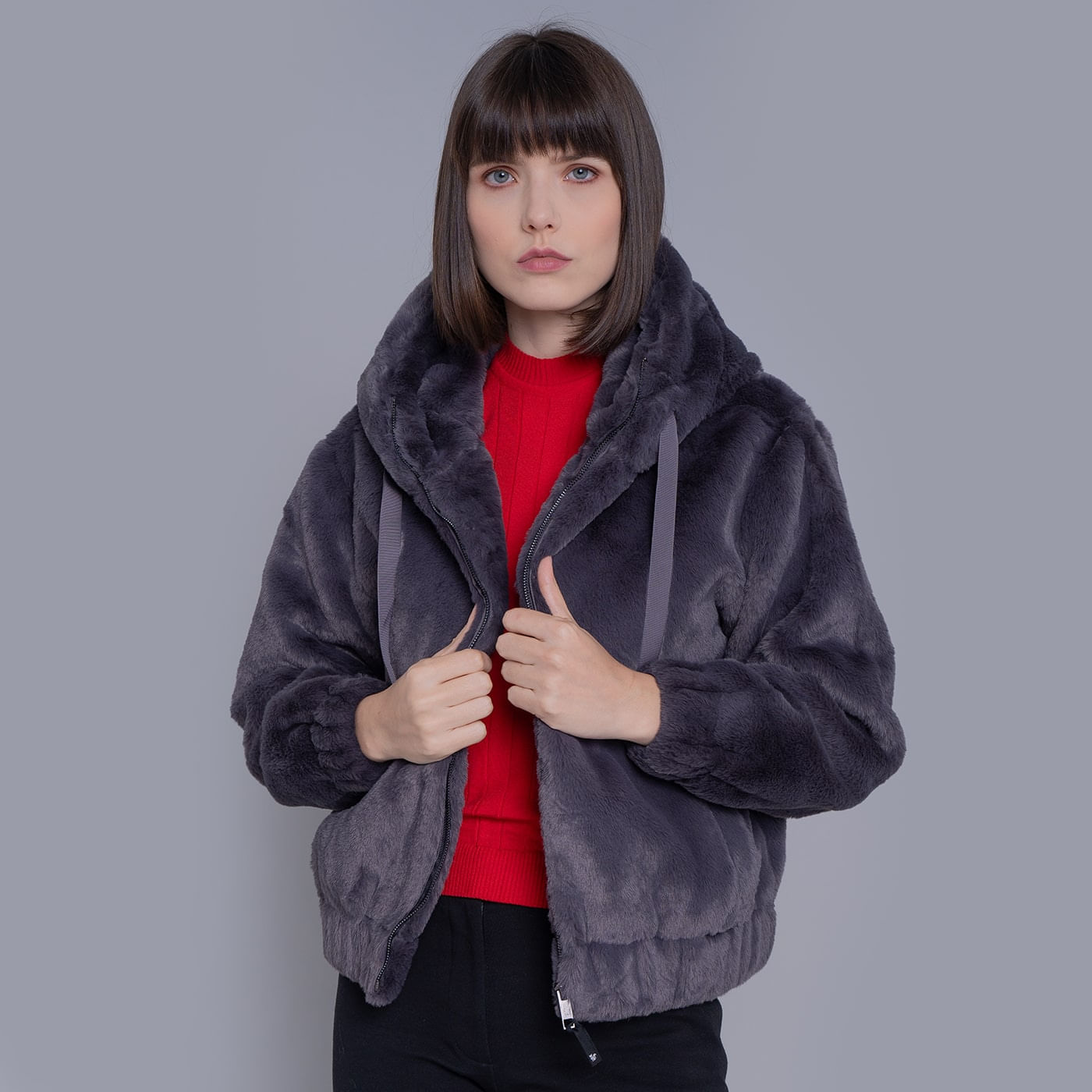 Jaqueta feminina de pelos Luxury Teddy com capuz