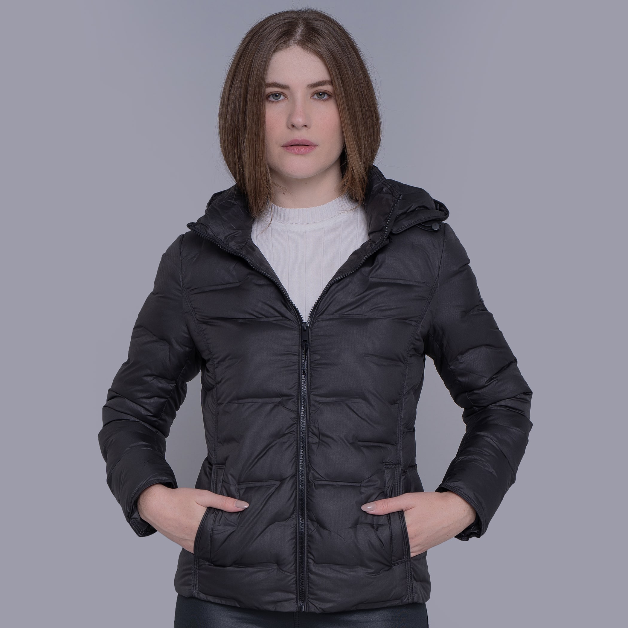 Jaqueta Feminina puffer Soft Alpine Kolla capuz removível