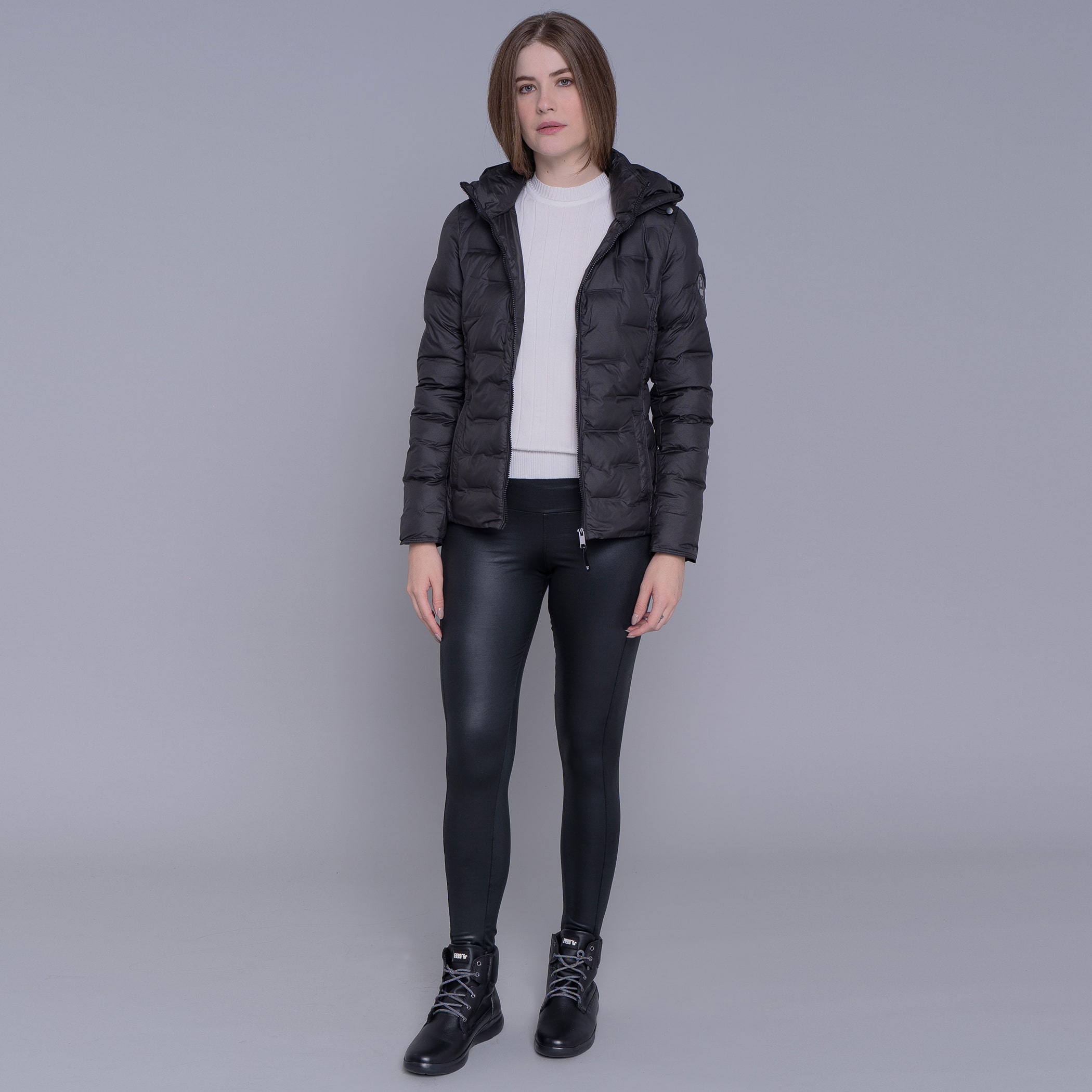 Jaqueta Feminina puffer Soft Alpine Kolla capuz removível