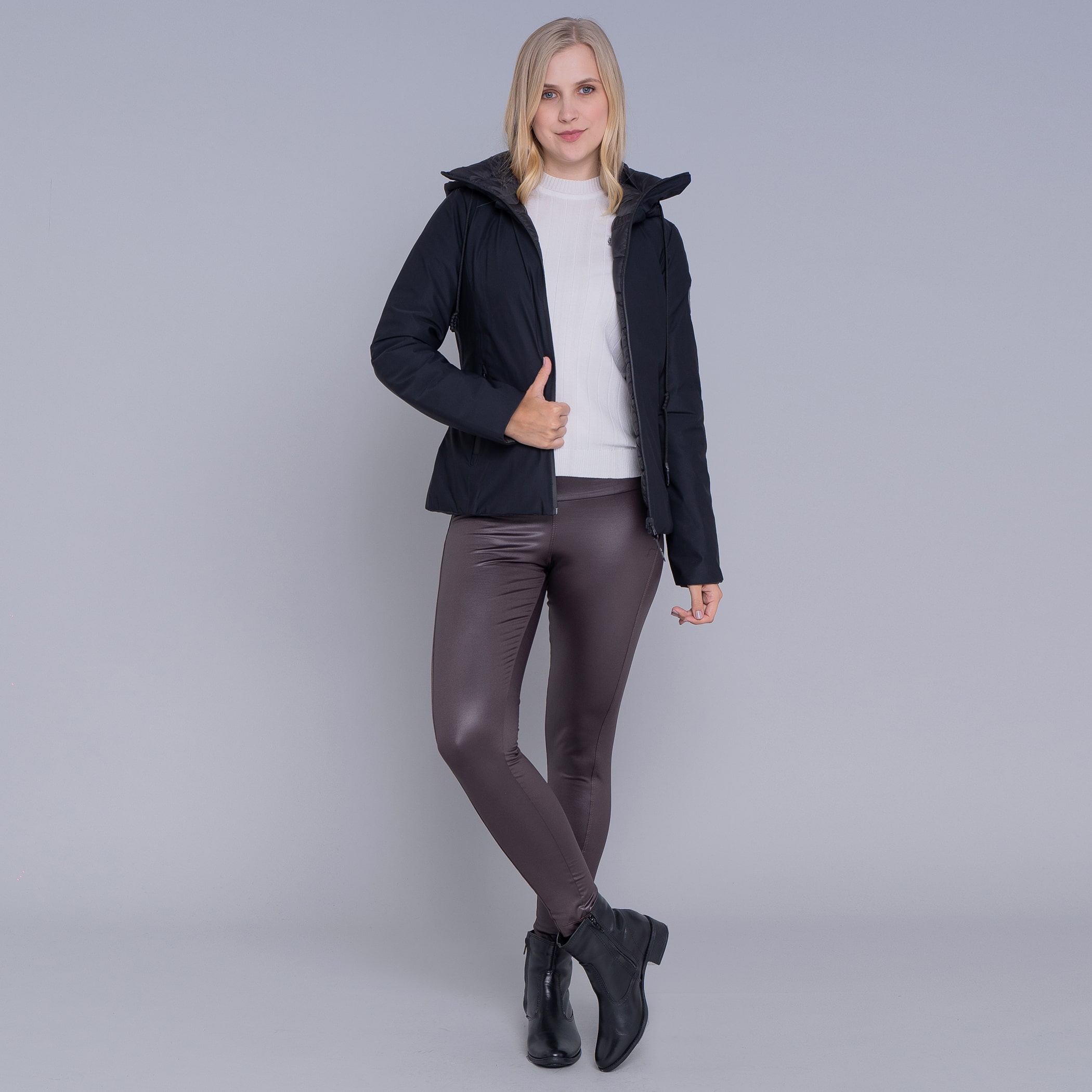 Jaqueta Feminina reversível para neve Soft Alpine Wasi capuz removível