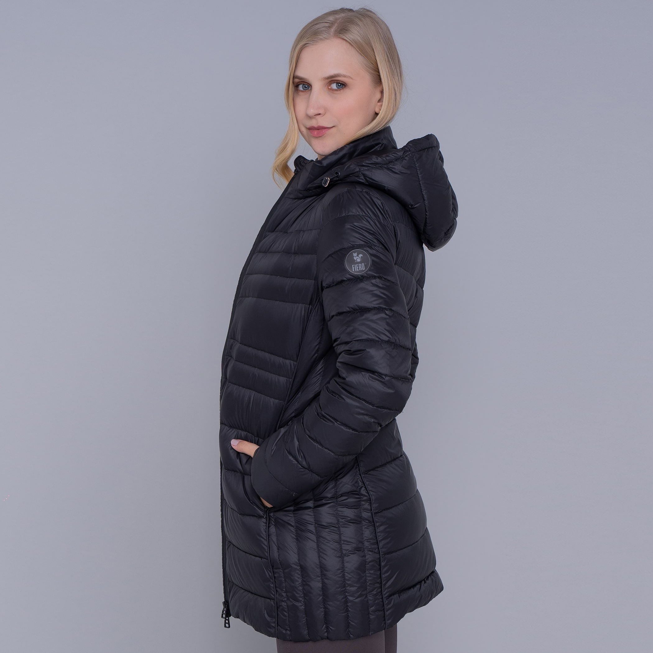 Casaco feminino puffer Ultralight Alpine Zonda de pluma com capuz removível