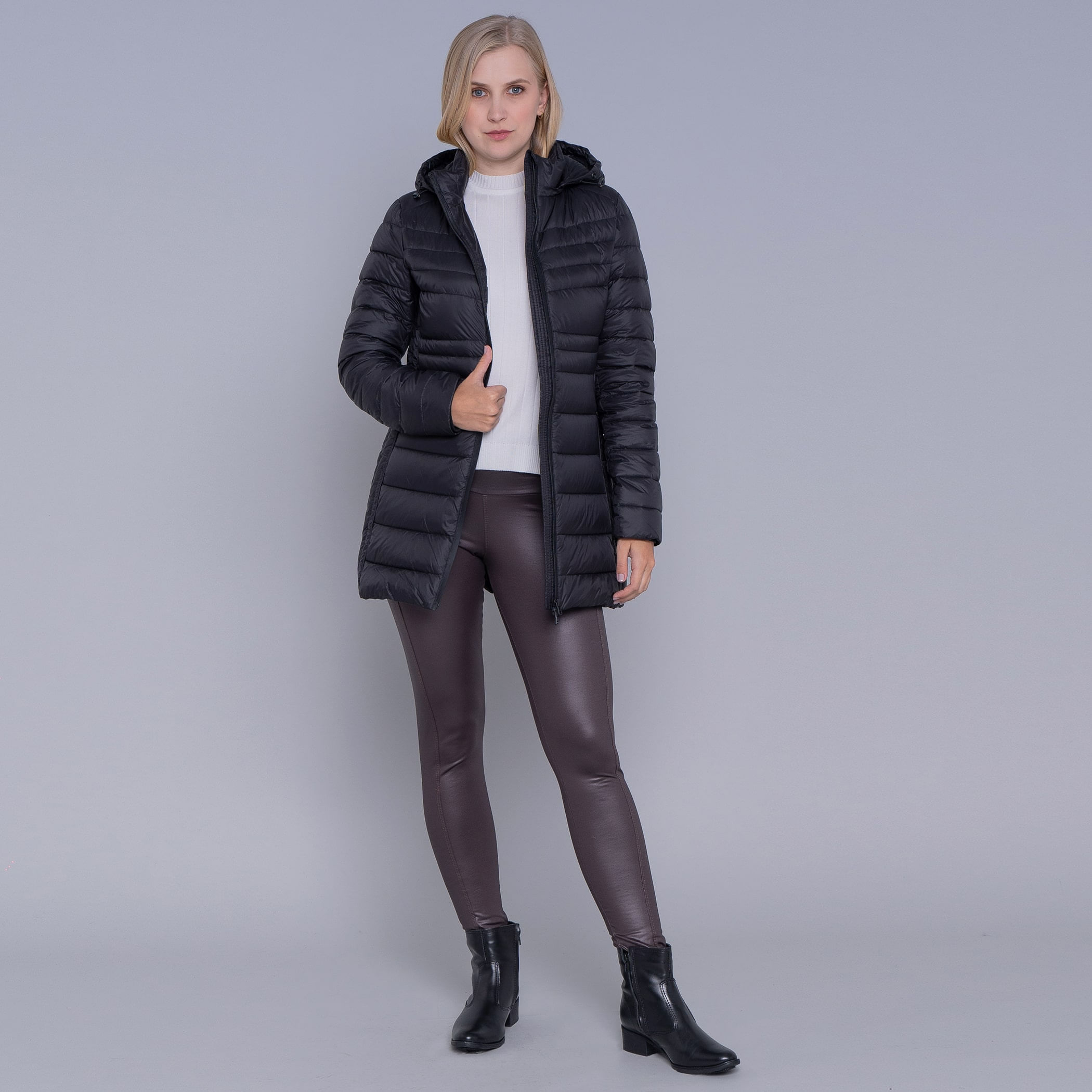Casaco feminino puffer Ultralight Alpine Zonda de pluma com capuz removível