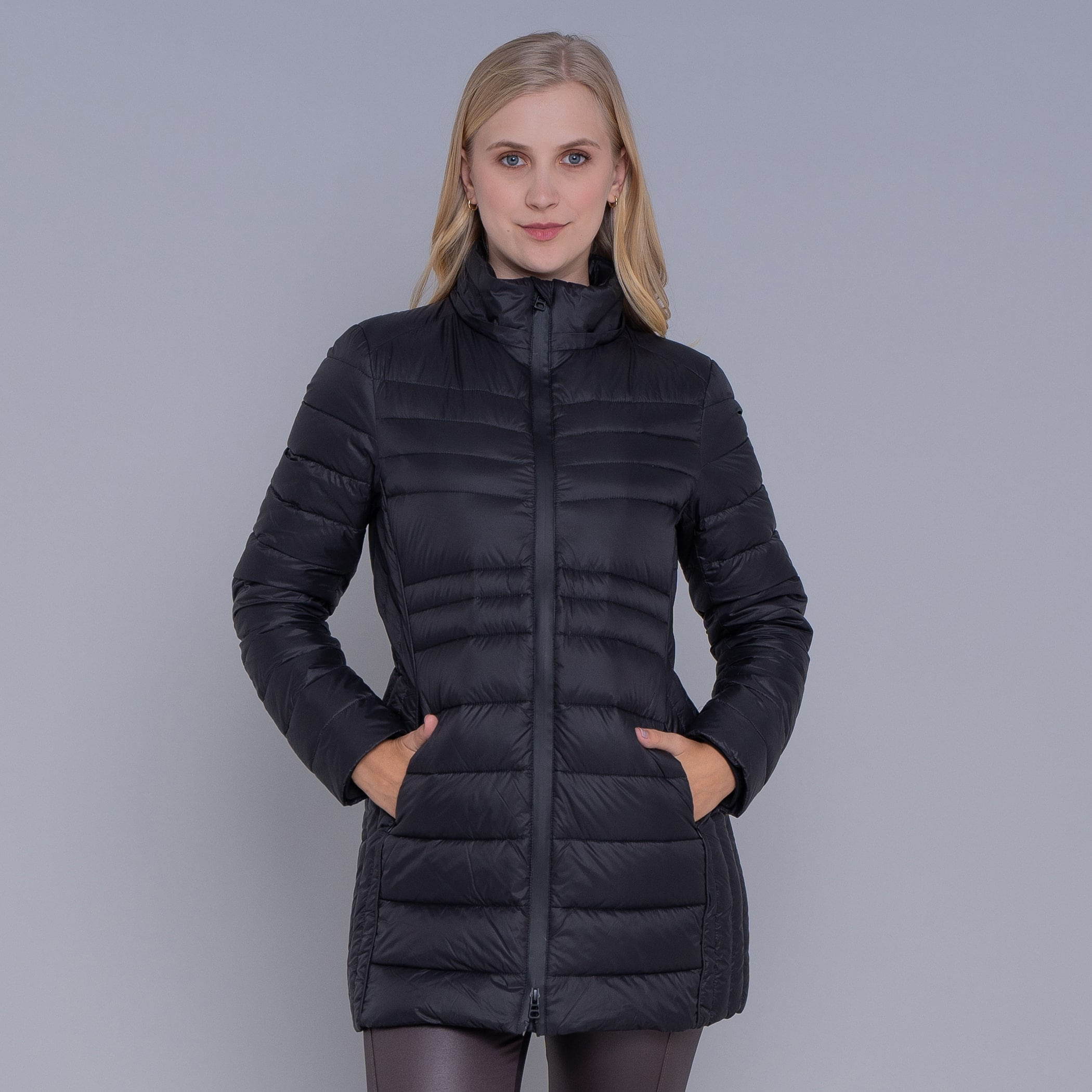 Casaco feminino puffer Ultralight Alpine Zonda de pluma com capuz removível