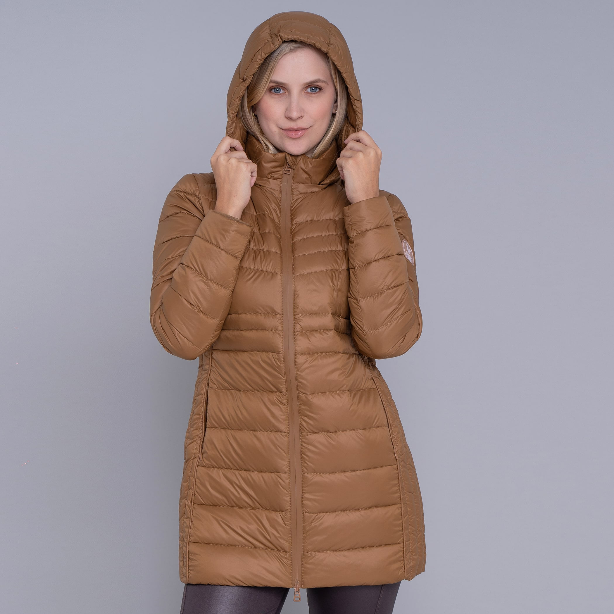 Casaco feminino puffer Ultralight Alpine Zonda de pluma com capuz removível