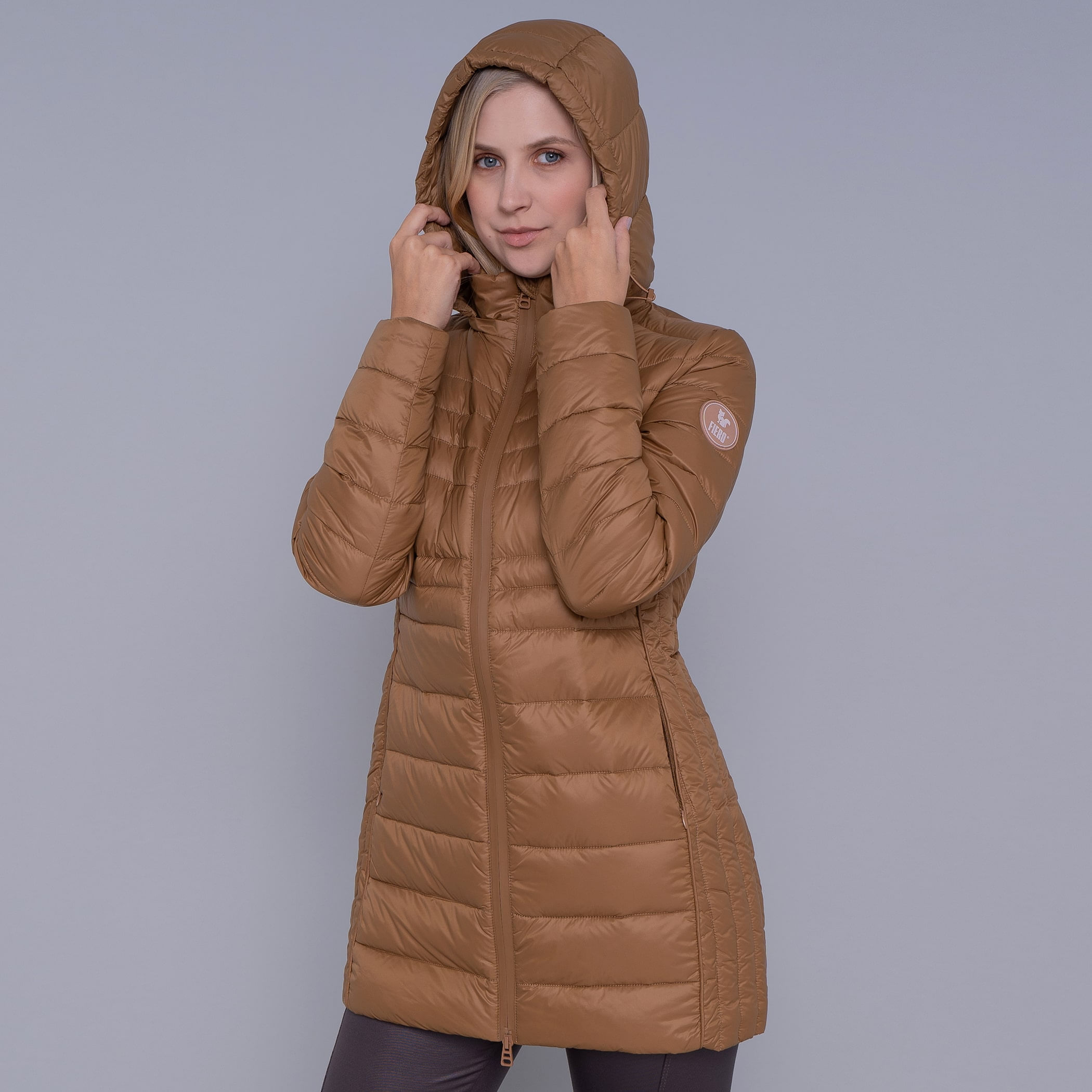 Casaco feminino puffer Ultralight Alpine Zonda de pluma com capuz removível