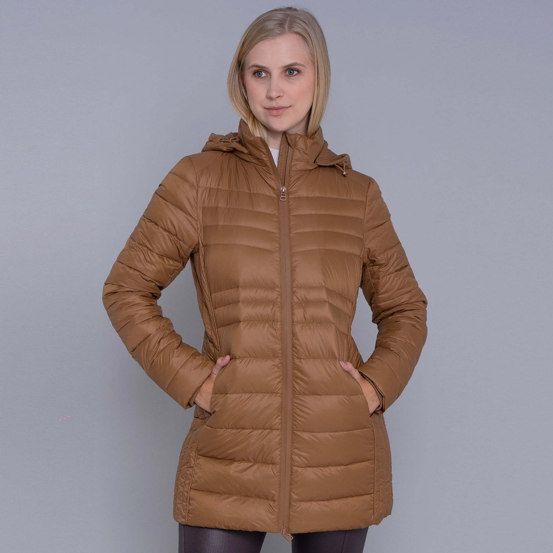 Casaco feminino puffer Ultralight Alpine Zonda de pluma com capuz removível