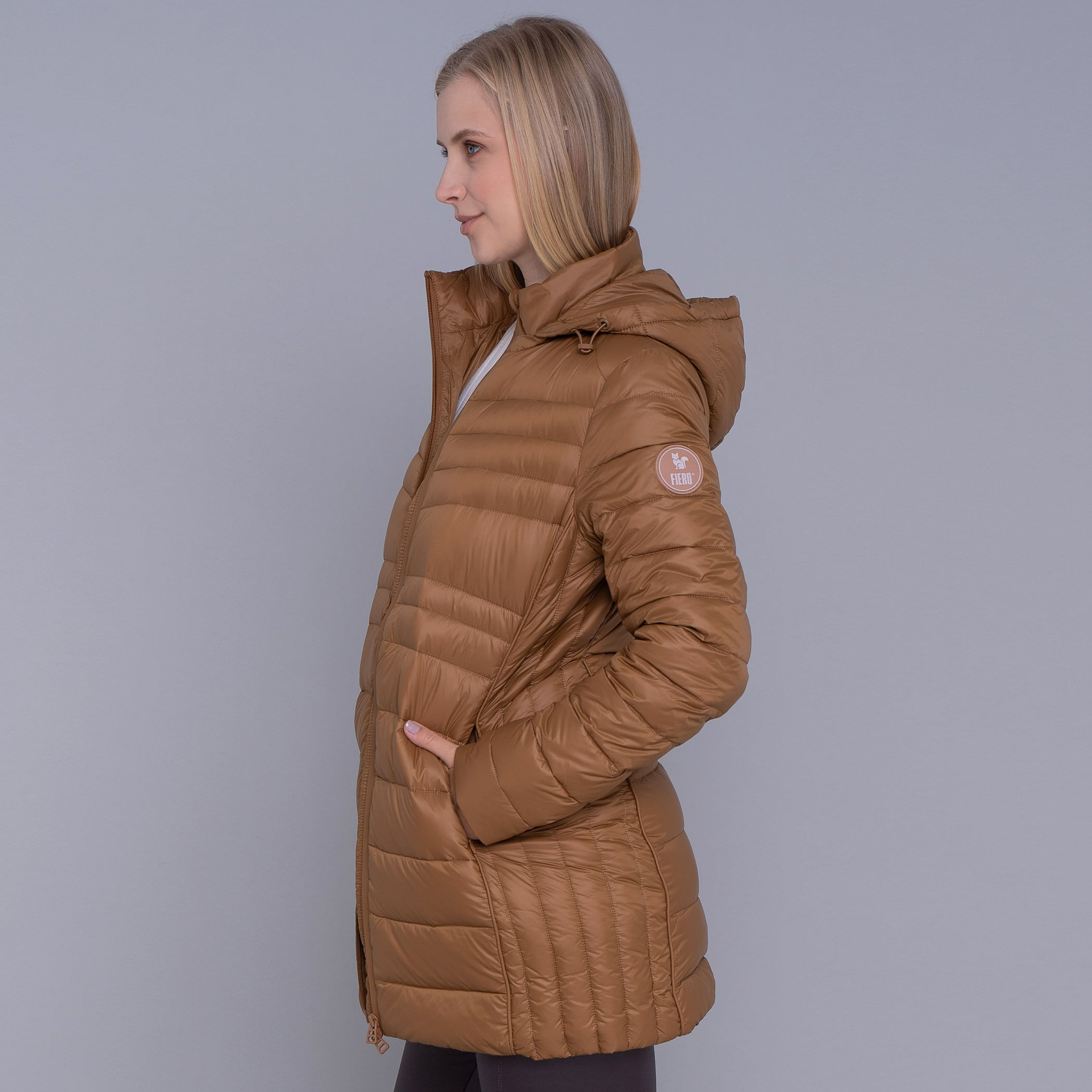 Casaco feminino puffer Ultralight Alpine Zonda de pluma com capuz removível