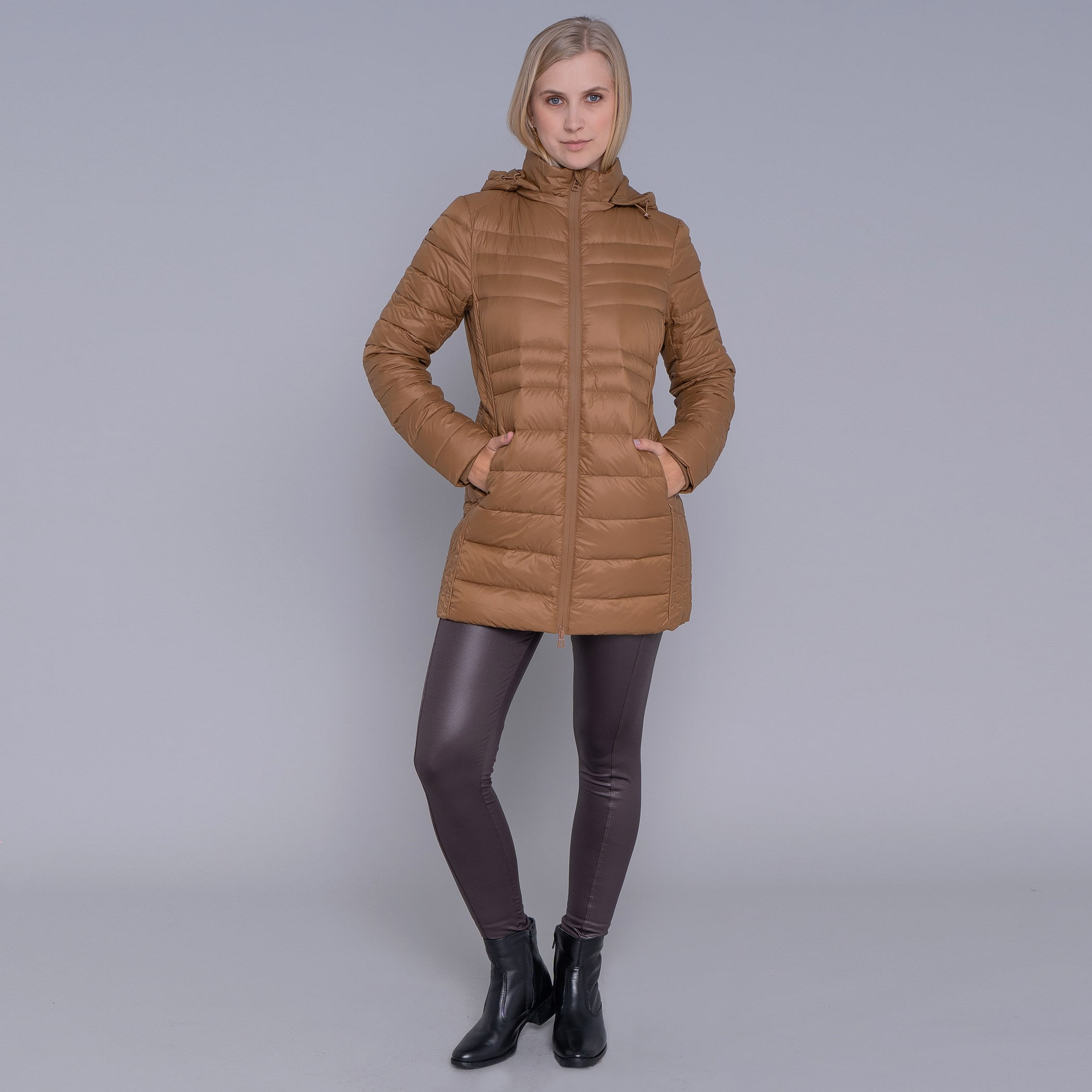 Casaco feminino puffer Ultralight Alpine Zonda de pluma com capuz removível