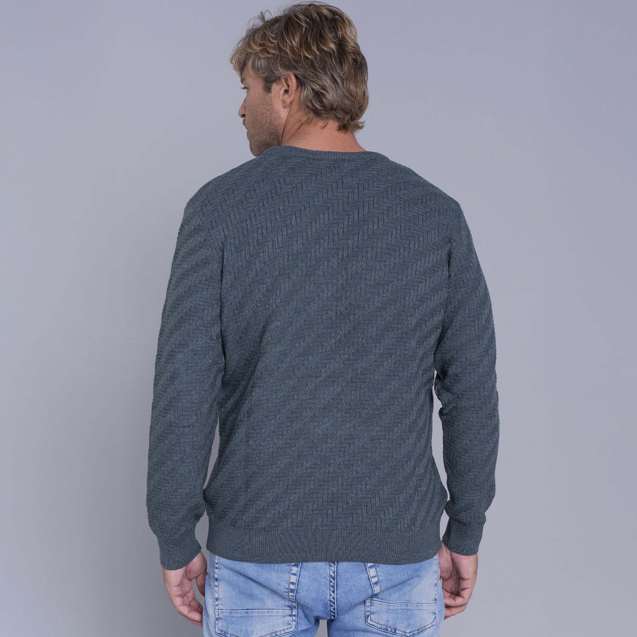 Suéter masculino em tricô premium San Lorenzo com gola redonda