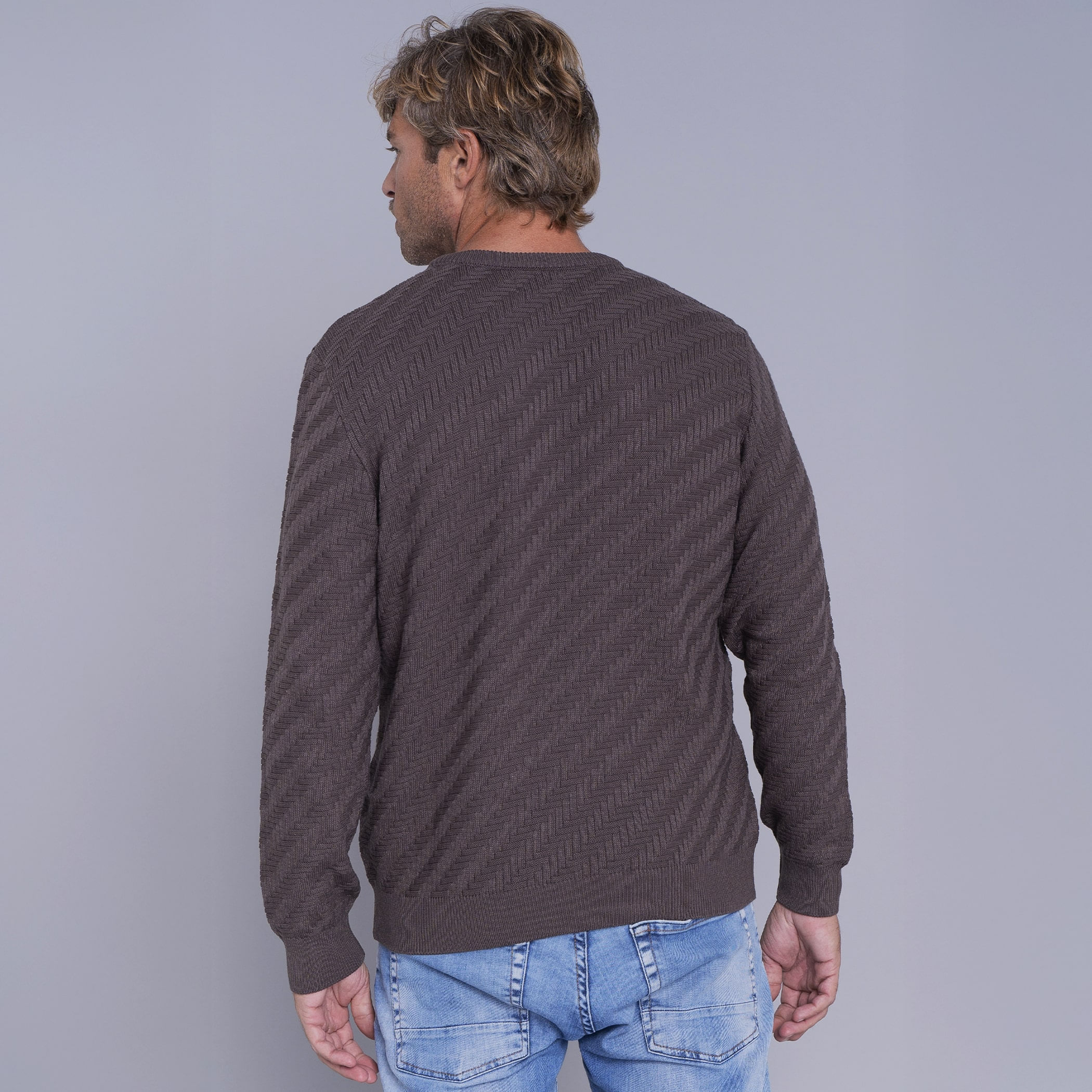 Suéter masculino em tricô premium San Lorenzo com gola redonda