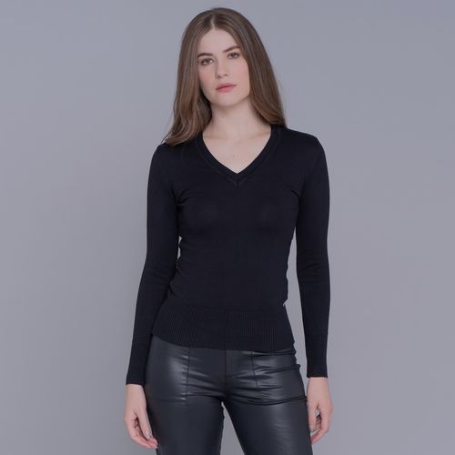 Suéter Feminino Tricô Premium Gola V Veneza