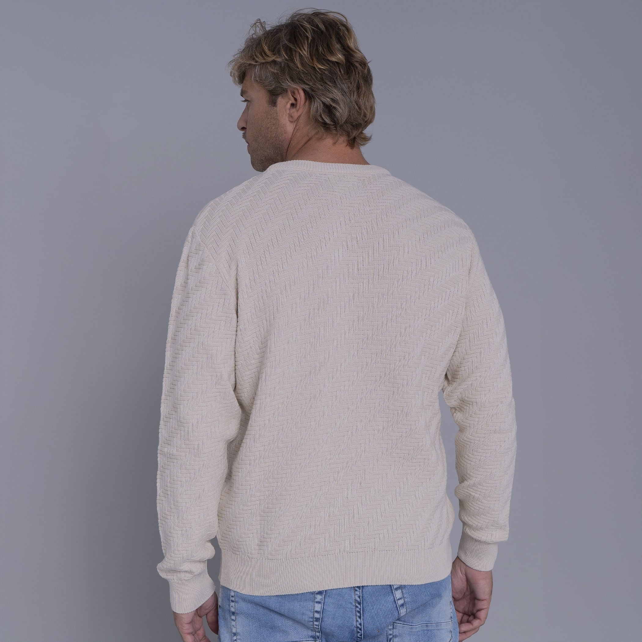 Suéter masculino em tricô premium San Lorenzo com gola redonda