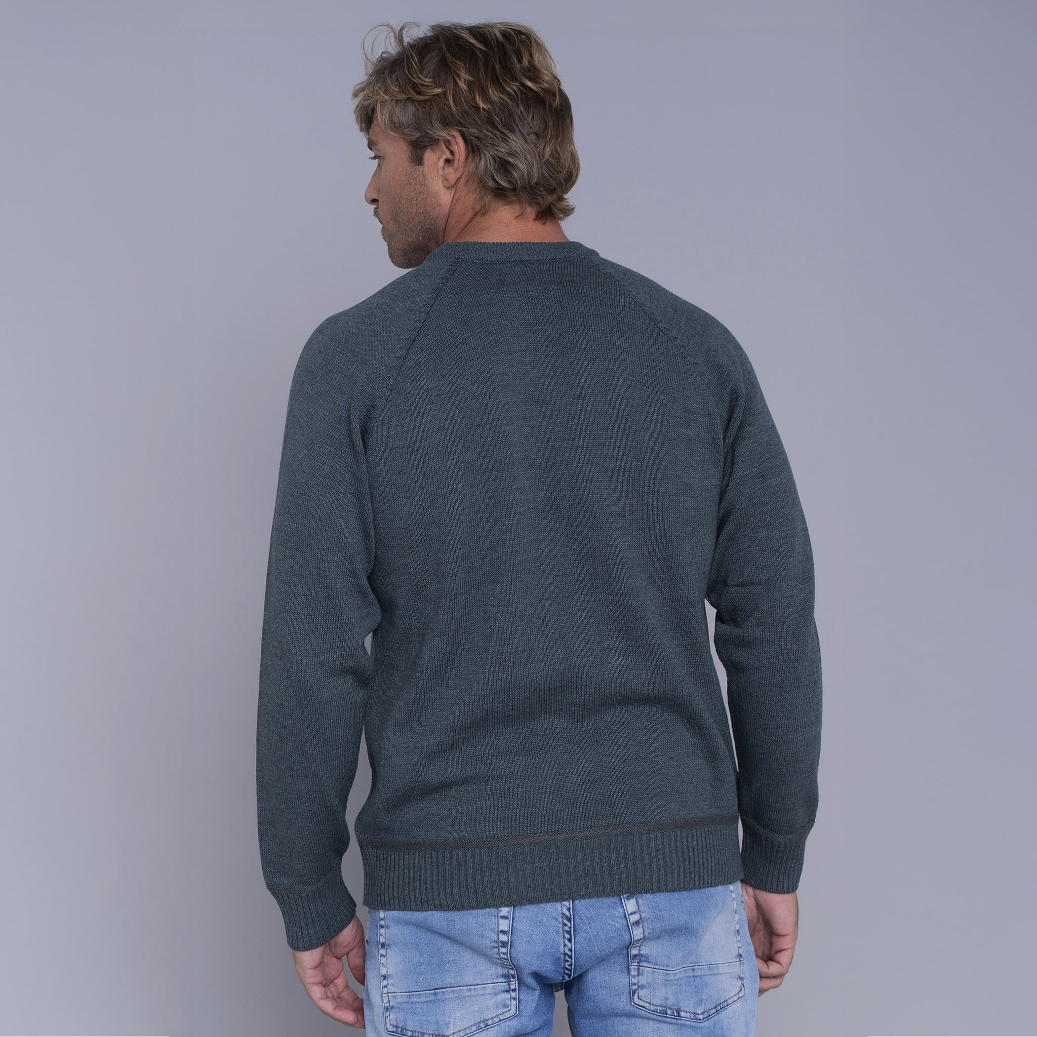Suéter masculino em tricô premium Tastil com gola redonda