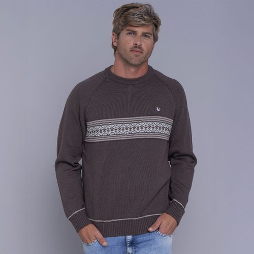 Suéter masculino em tricô premium Tastil com gola redonda