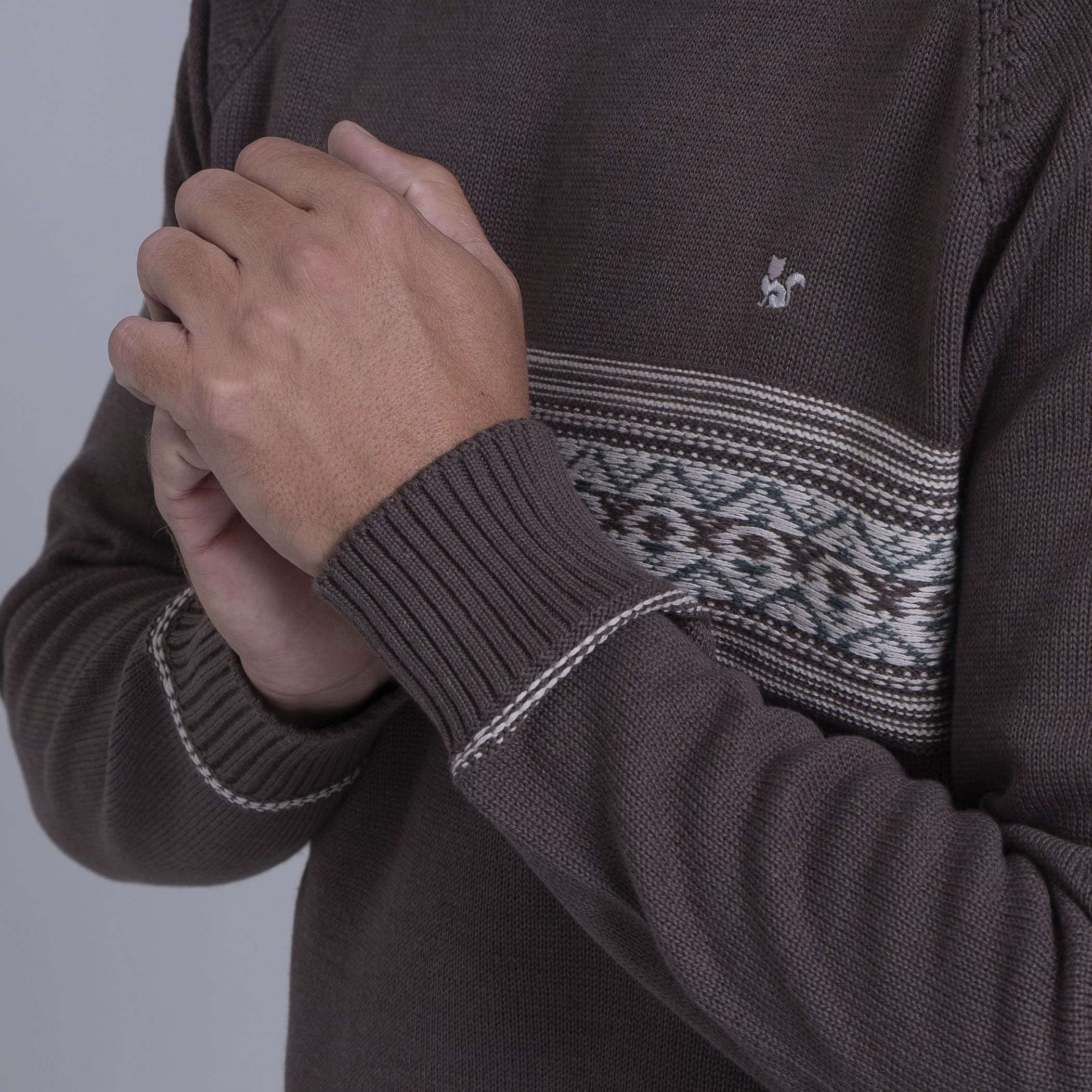 Suéter masculino em tricô premium Tastil com gola redonda