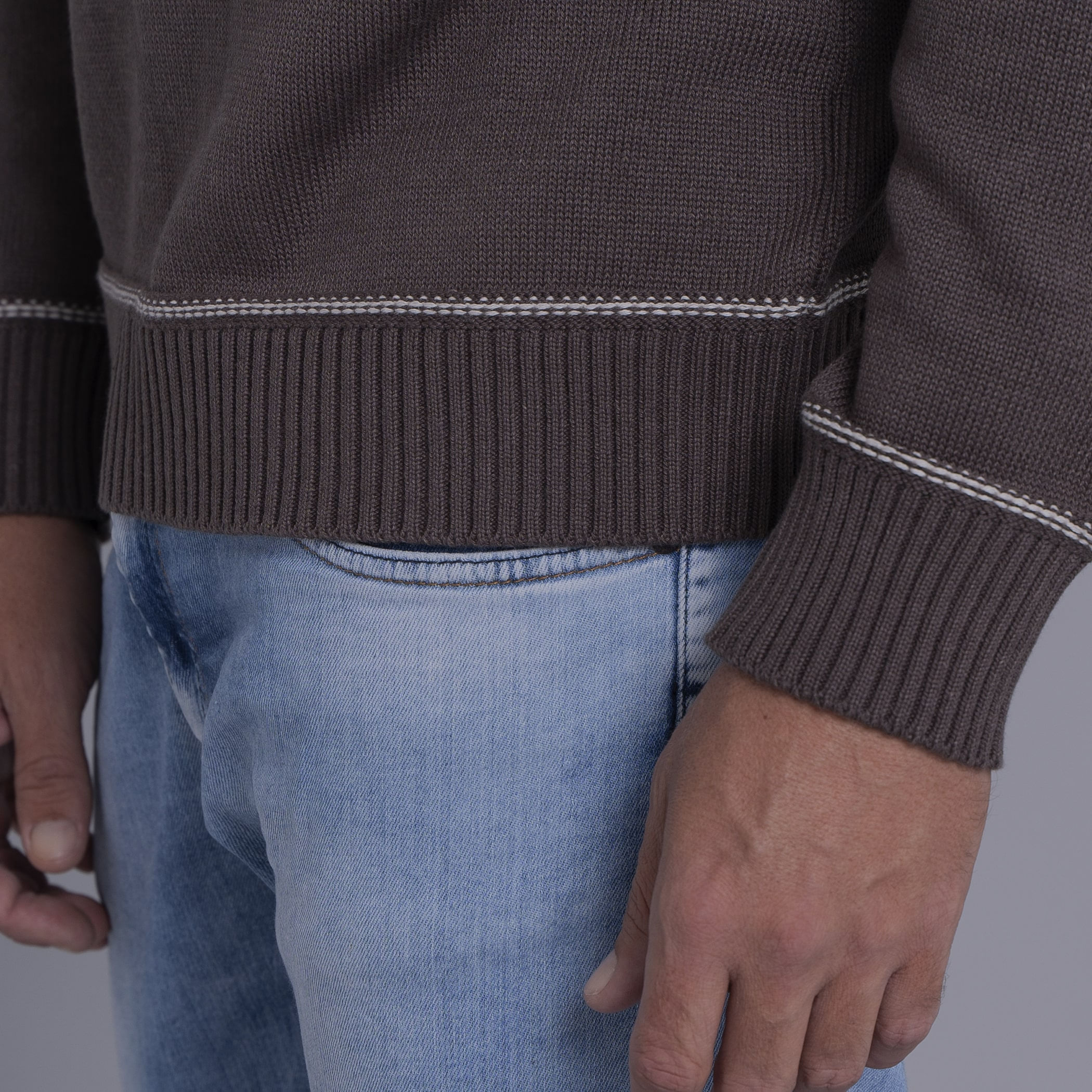 Suéter masculino em tricô premium Tastil com gola redonda