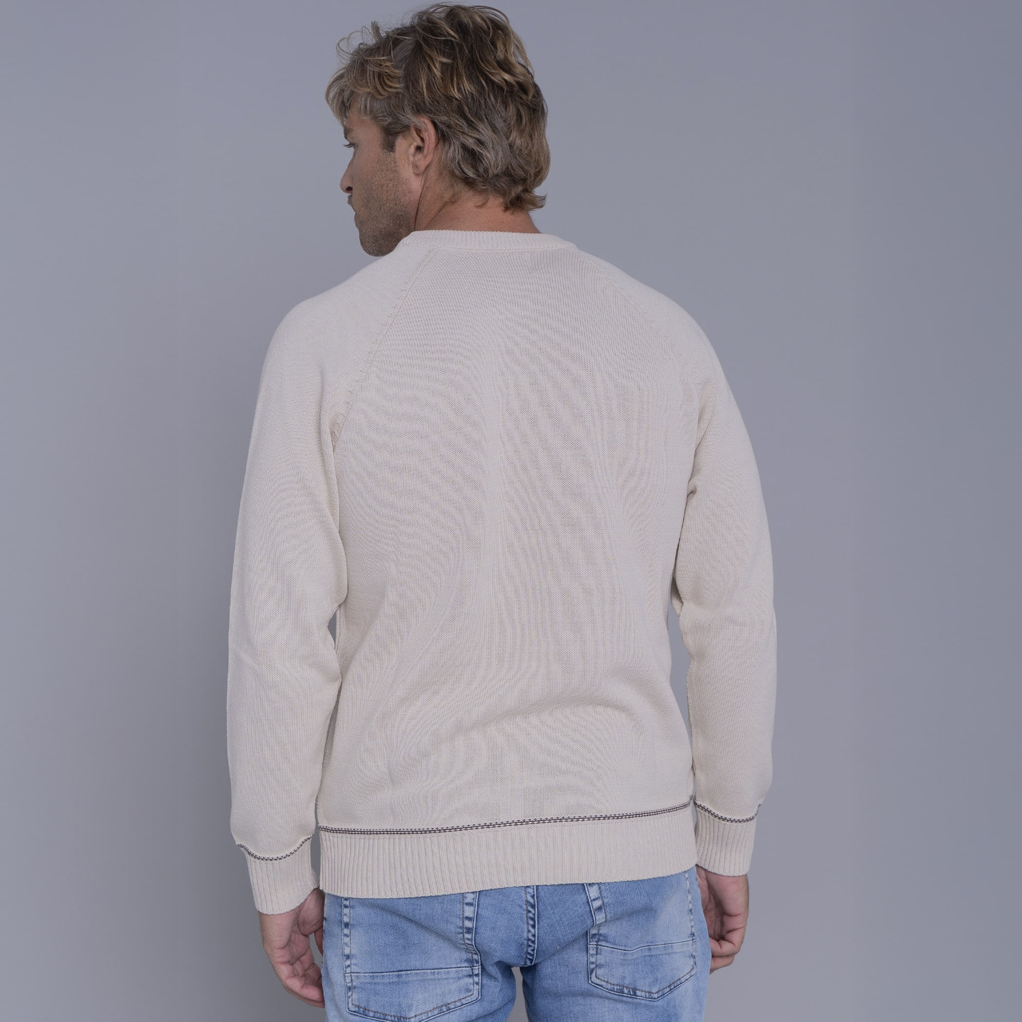 Suéter masculino em tricô premium Tastil com gola redonda