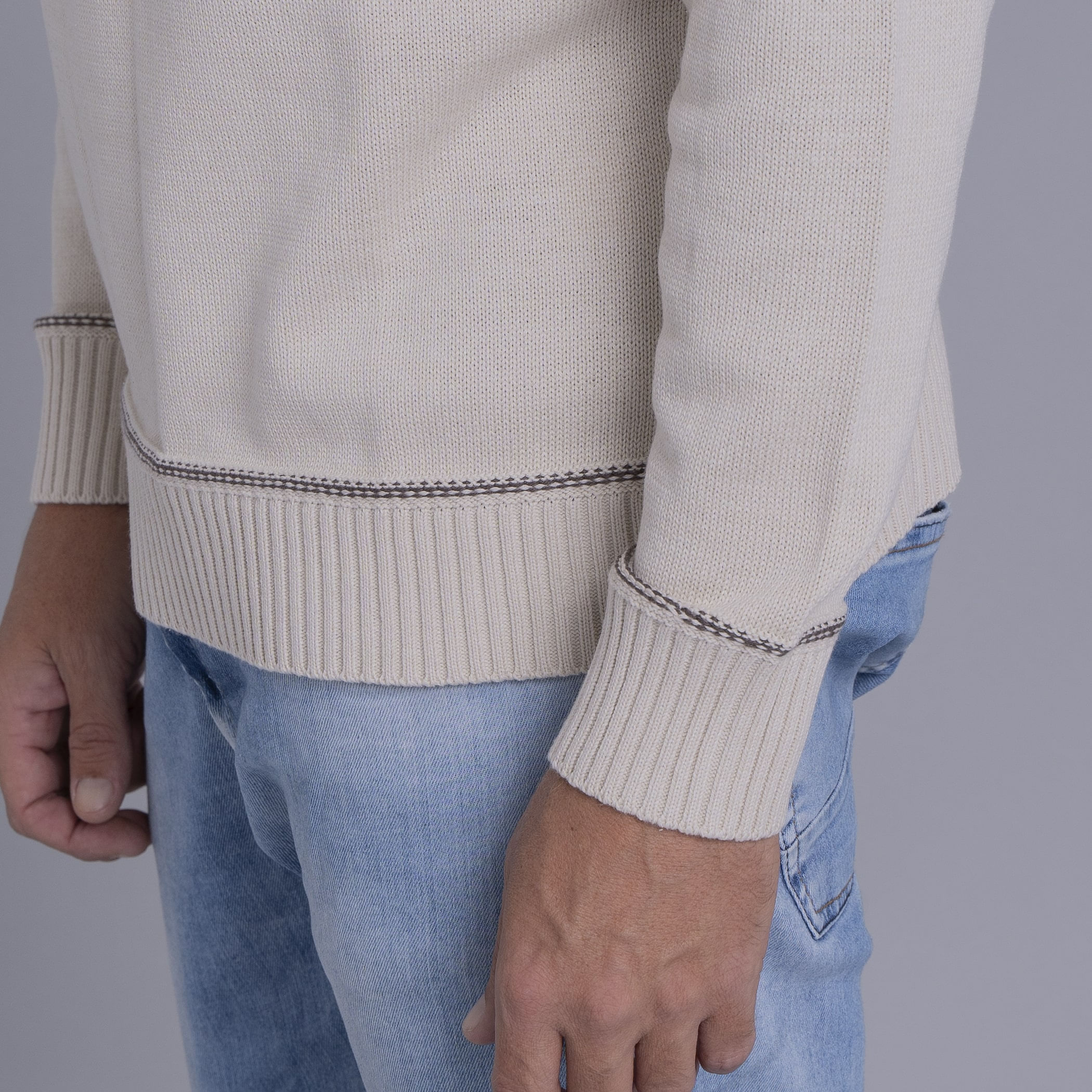 Suéter masculino em tricô premium Tastil com gola redonda