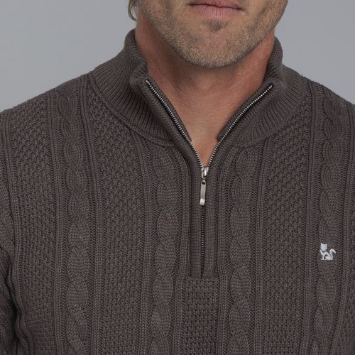 Suéter masculino em tricô premium Tahua meio zíper gola alta