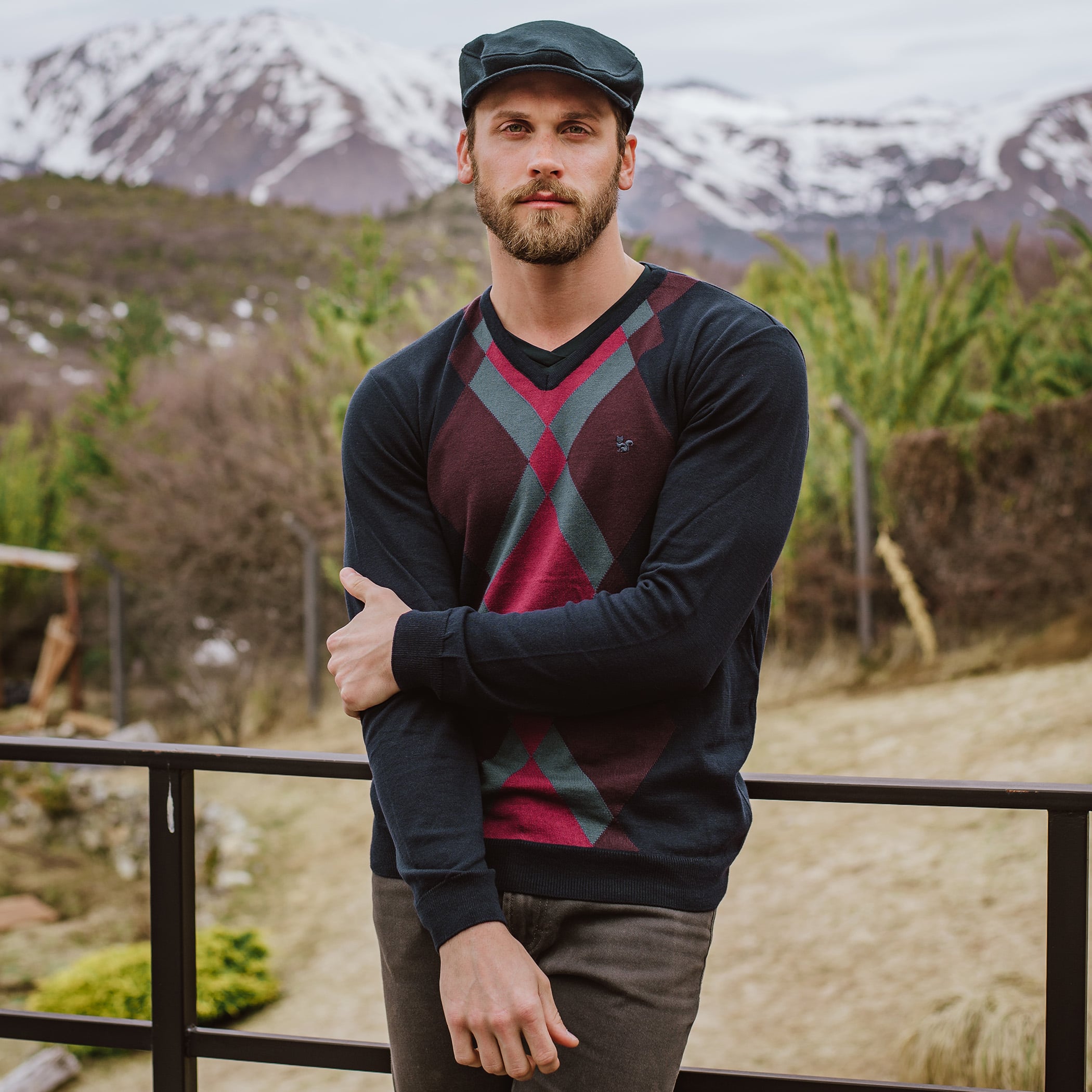 Suéter Masculino Tricô Premium Losango Scotland Gola V - AM