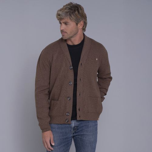 Cardigan masculino Hakuba em tricô premium gola xale