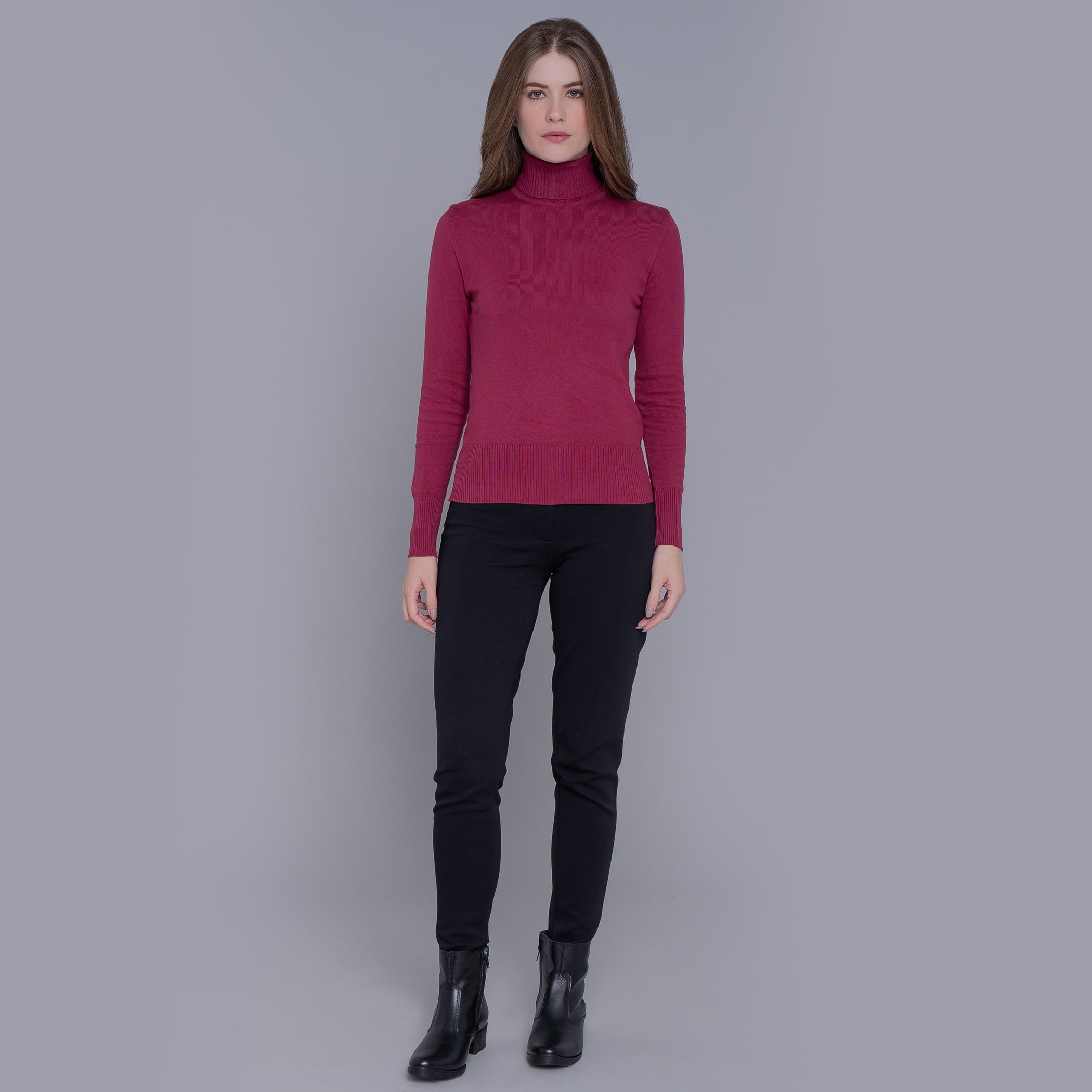 Suéter Feminino Tricô Premium Valência Gola Alta Canelada