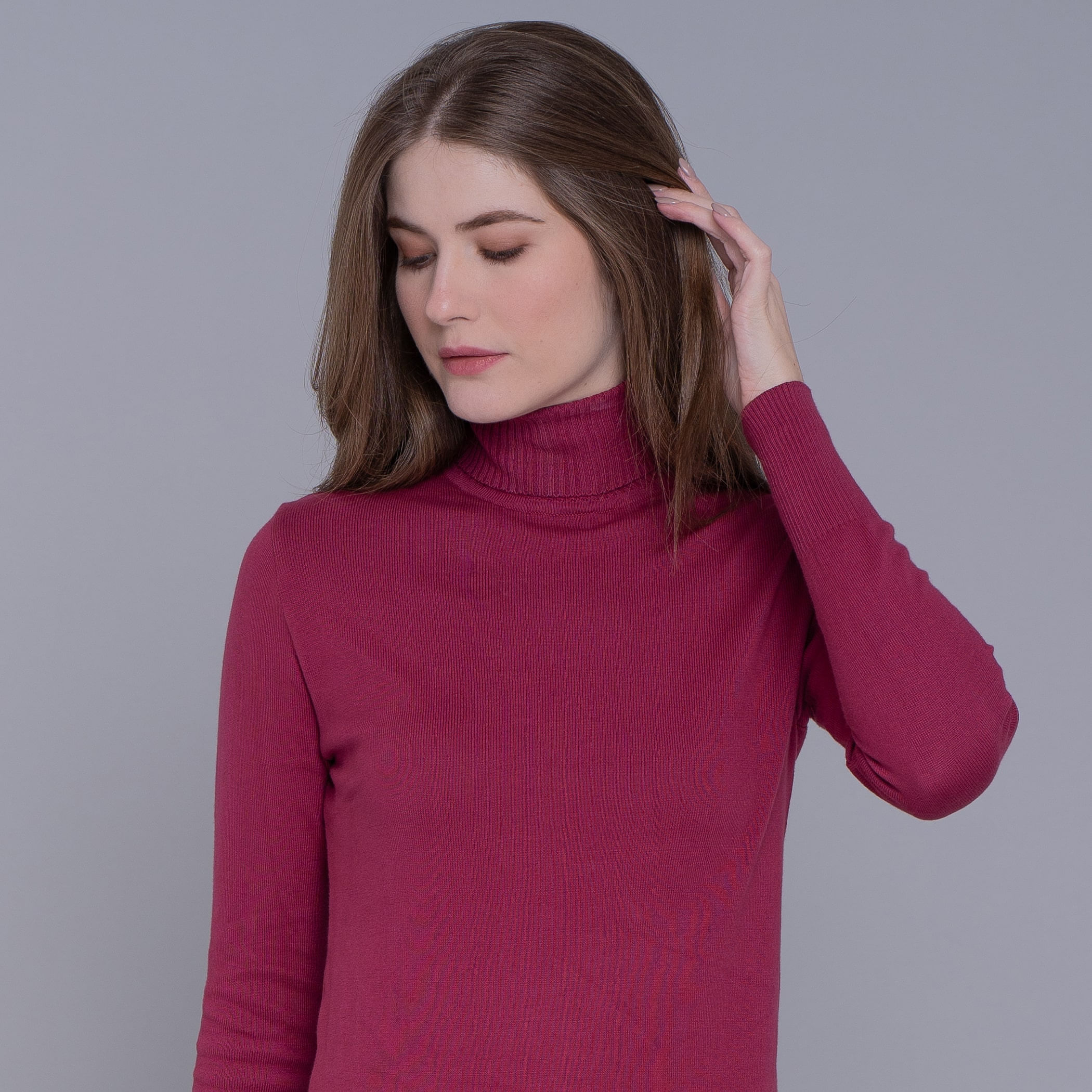 Suéter Feminino Tricô Premium Valência Gola Alta Canelada