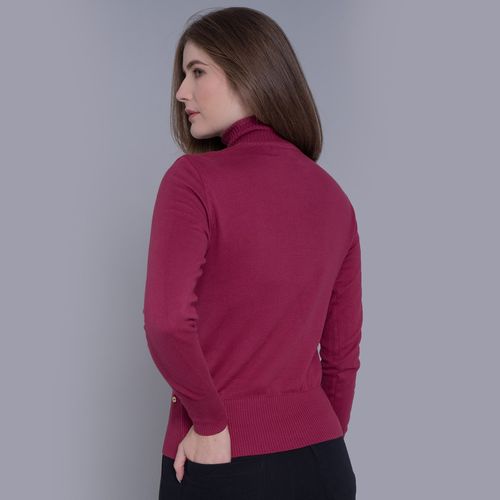Suéter Feminino Tricô Premium Valência Gola Alta Canelada