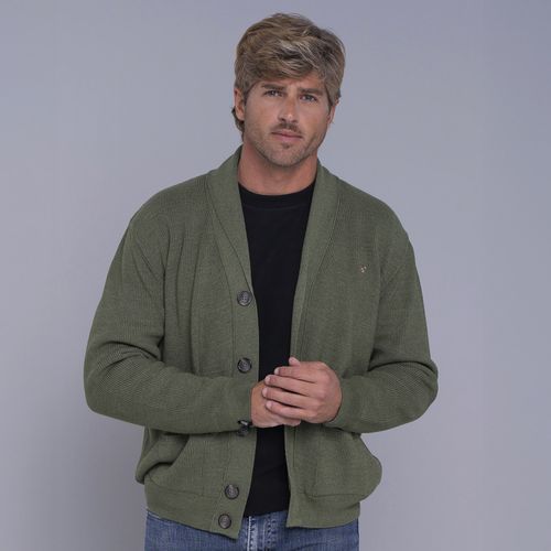Cardigan masculino Hakuba em tricô premium gola xale