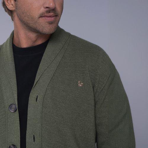 Cardigan masculino Hakuba em tricô premium gola xale
