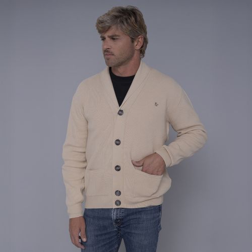 Cardigan masculino Hakuba em tricô premium gola xale