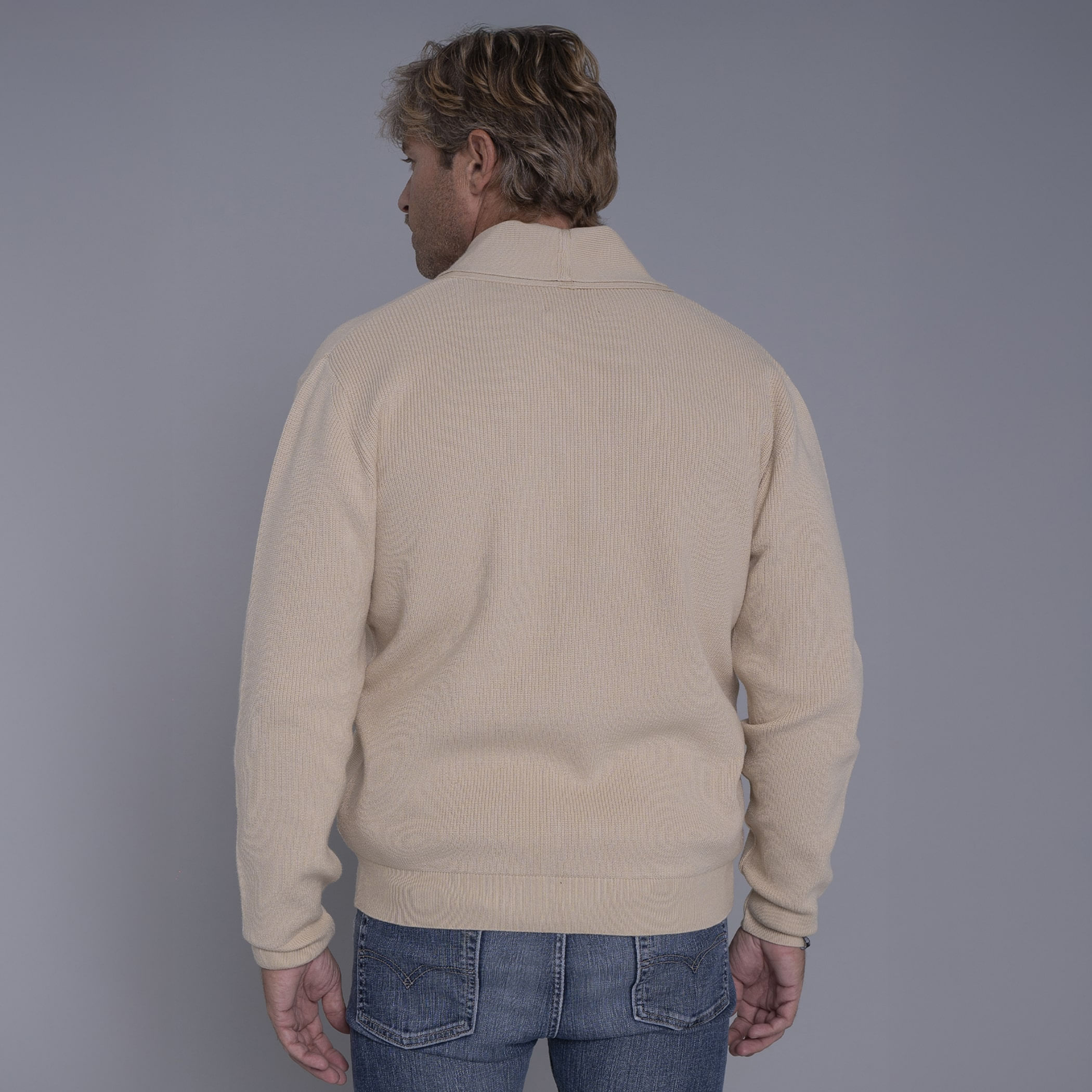 Cardigan masculino Hakuba em tricô premium gola xale