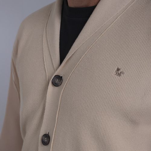 Cardigan masculino Hakuba em tricô premium gola xale